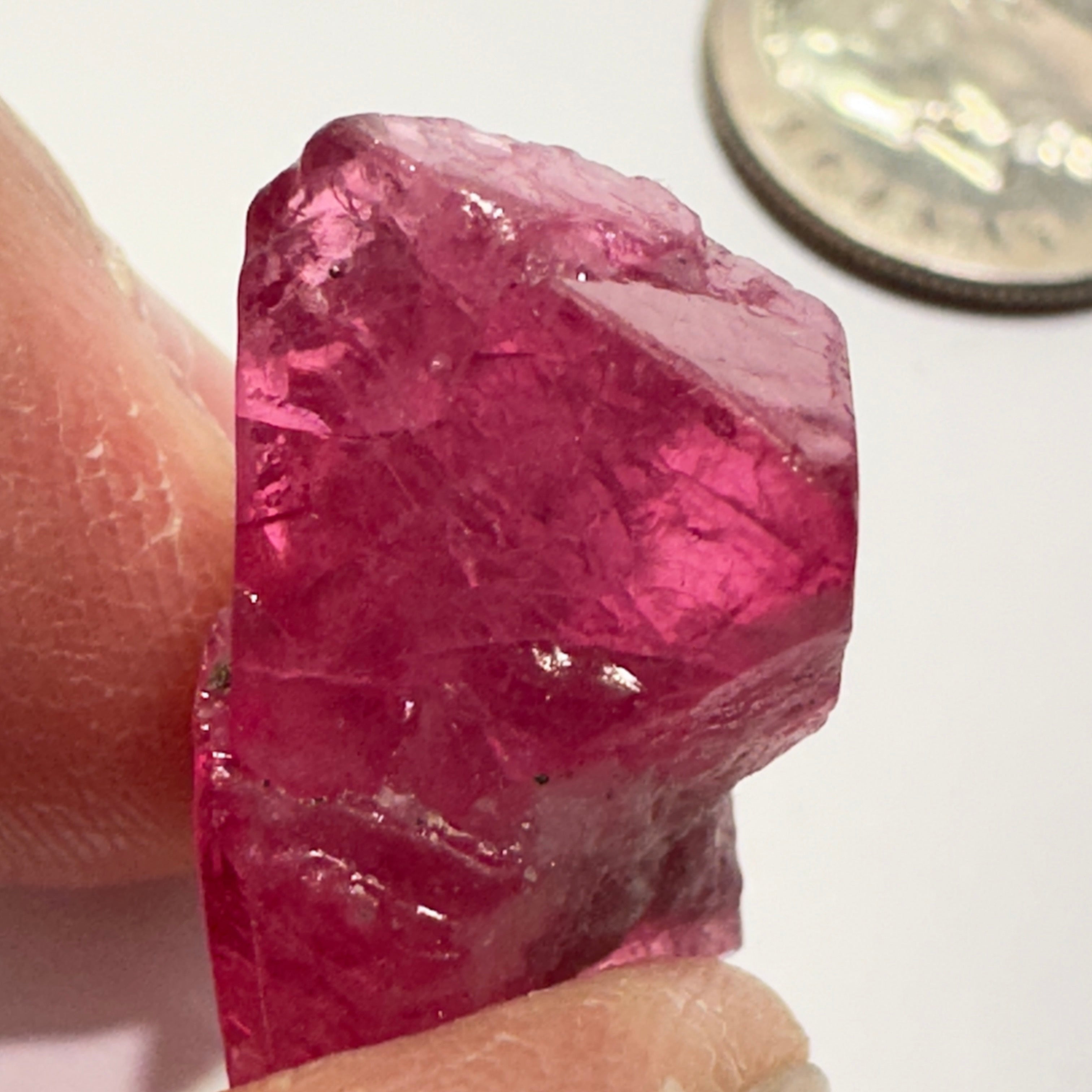 22.51ct Mahenge Red Spinel Crystal, WITH SMALL FACETABLE PORTIONS, Tanzania, Untreated, Unheated. 17.2 x 11.4 x 12.2 mm