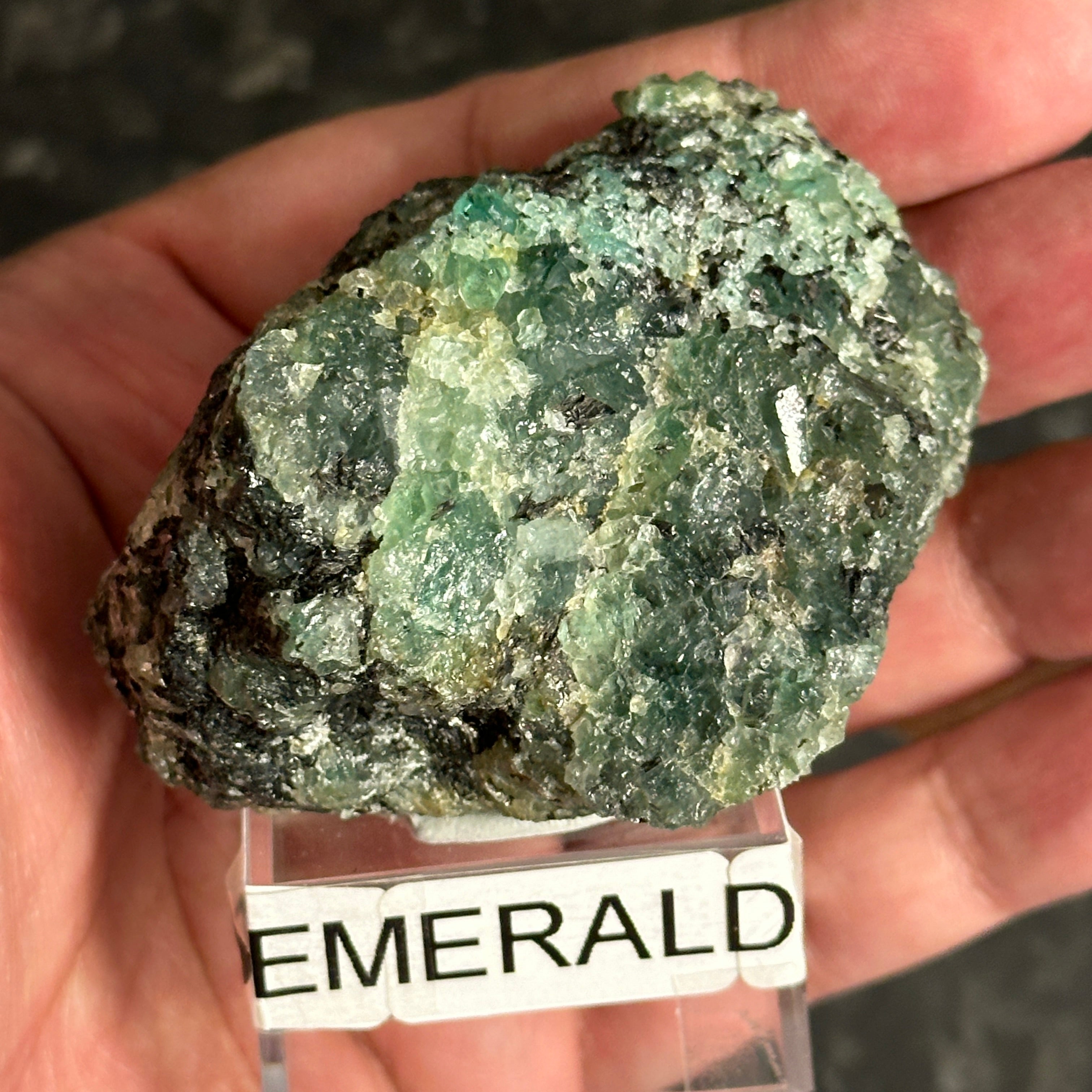 170gm Emerald on Matrix, Tanzania, Untreated Unheated, No Oil. 67.7 x 57 x 48.3mm.