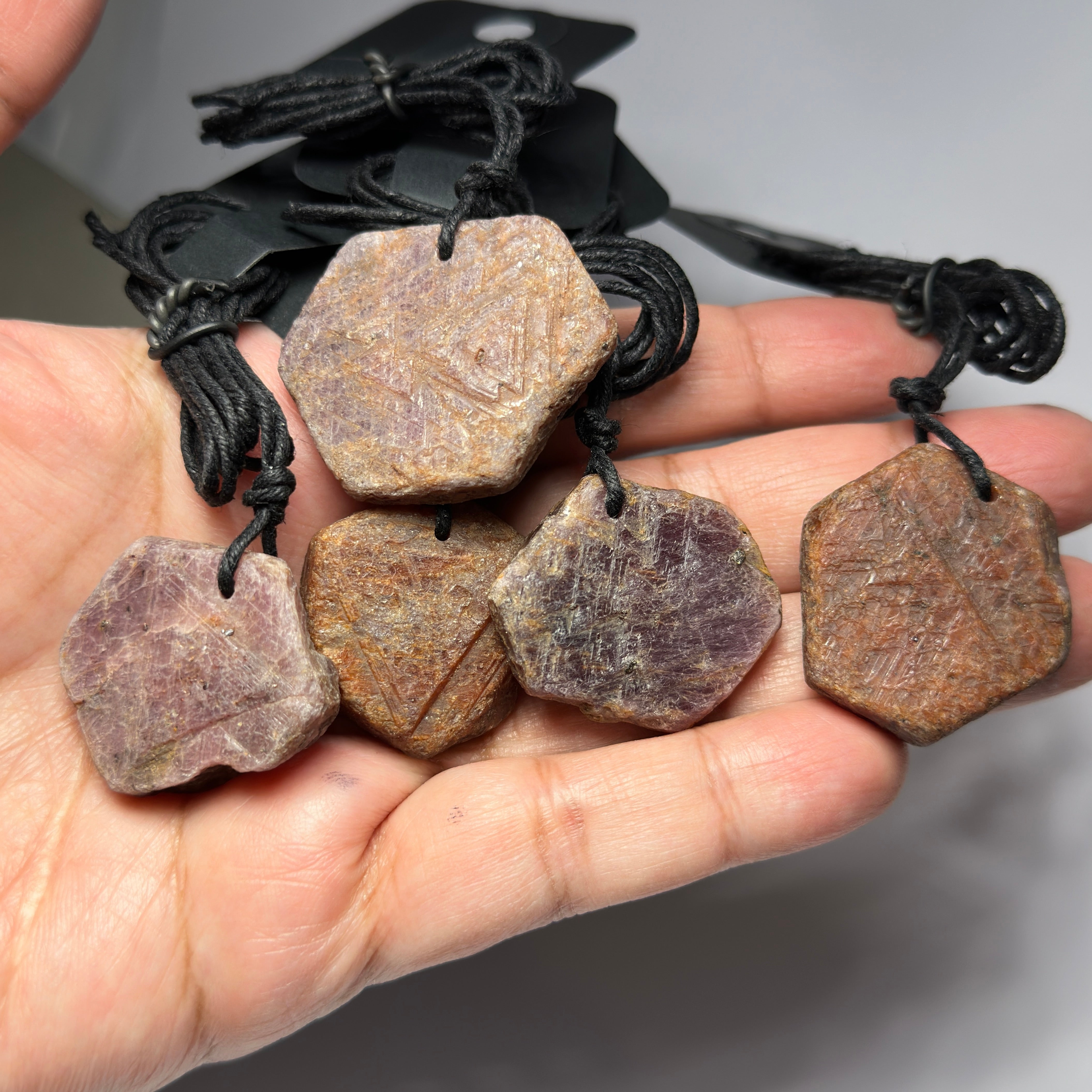 5 pcs Tanzanian Ruby / Sapphire Crystal Record Keepers pendants lot. Price is for all 5