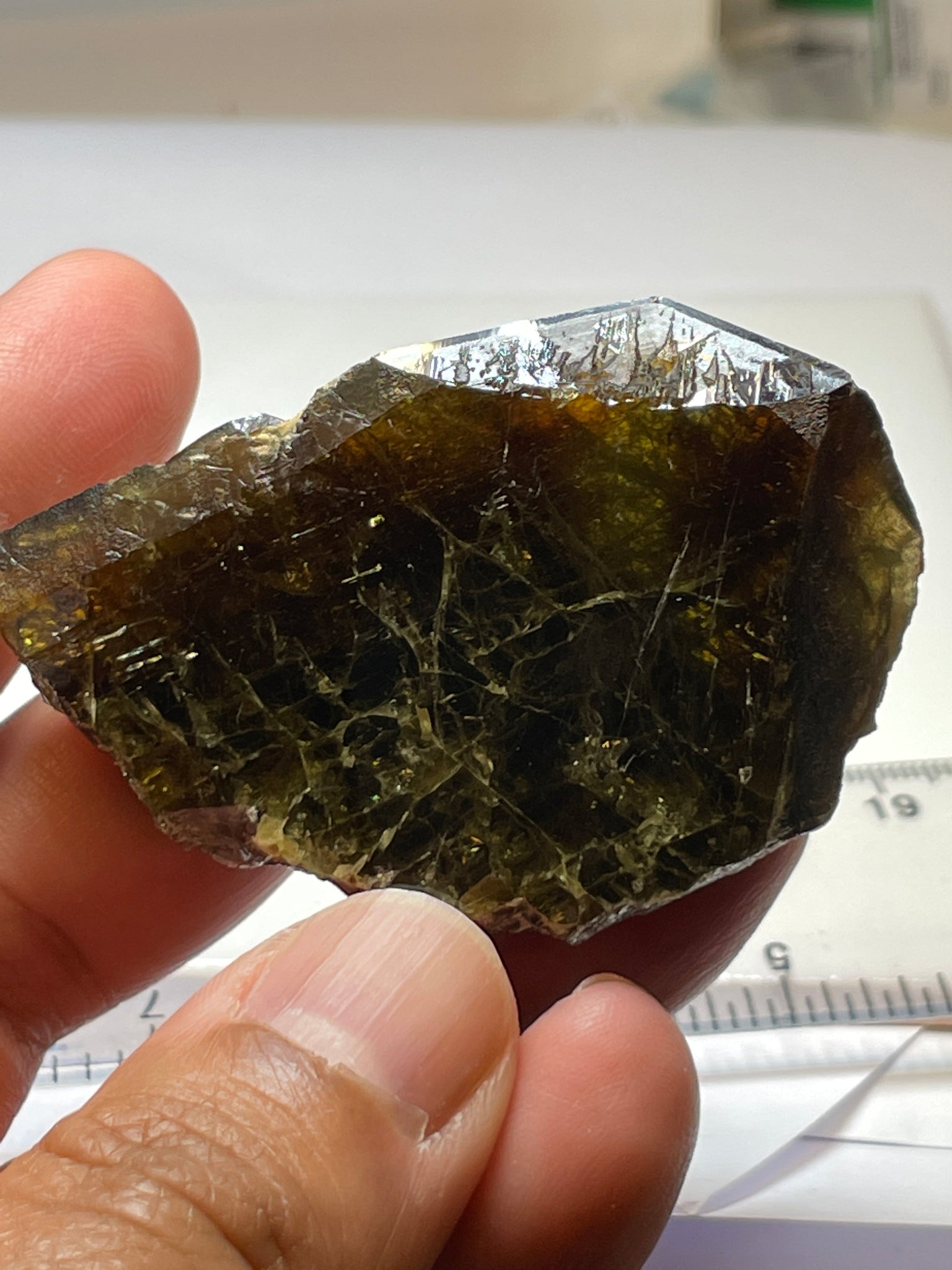 371.5Ct / 74.30Gm Tanzanian Sphene Crystal Untreated Unheated. 64.8 X 41.0 18.1Mm Very High End