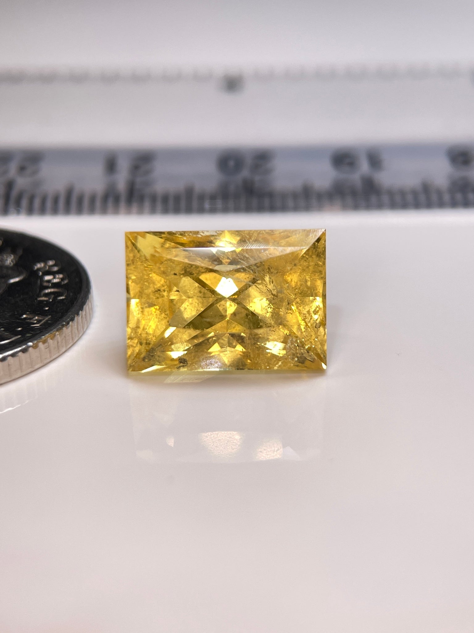 8.035Ct Vivid Intense Yellow Golden Danburite Tanzania Untreated Unheated. Slightly Included. Super