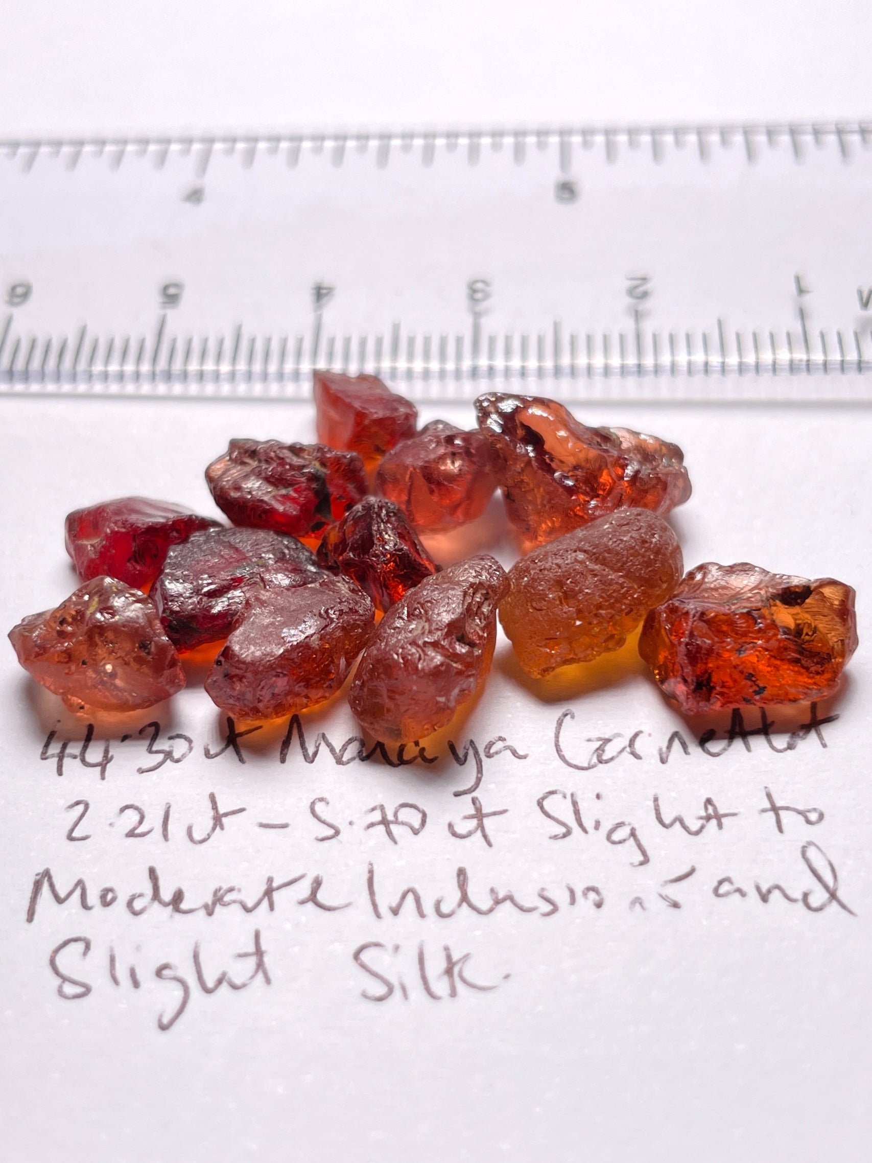 44.30Ct Malaya Garnet Lot All Have Slight To Moderate Inclusions And Silk Tanzania Untreated