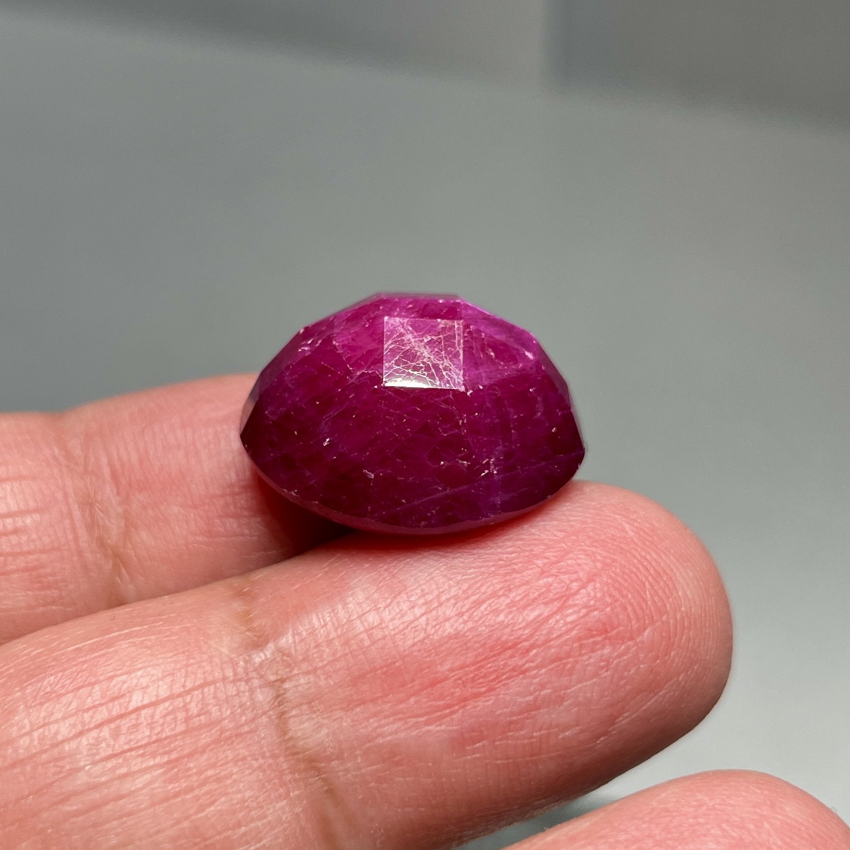 36.89Ct Faceted Ruby Cab Longido Tanzania Untreated Unheated. 19 X 17 10.5Mm