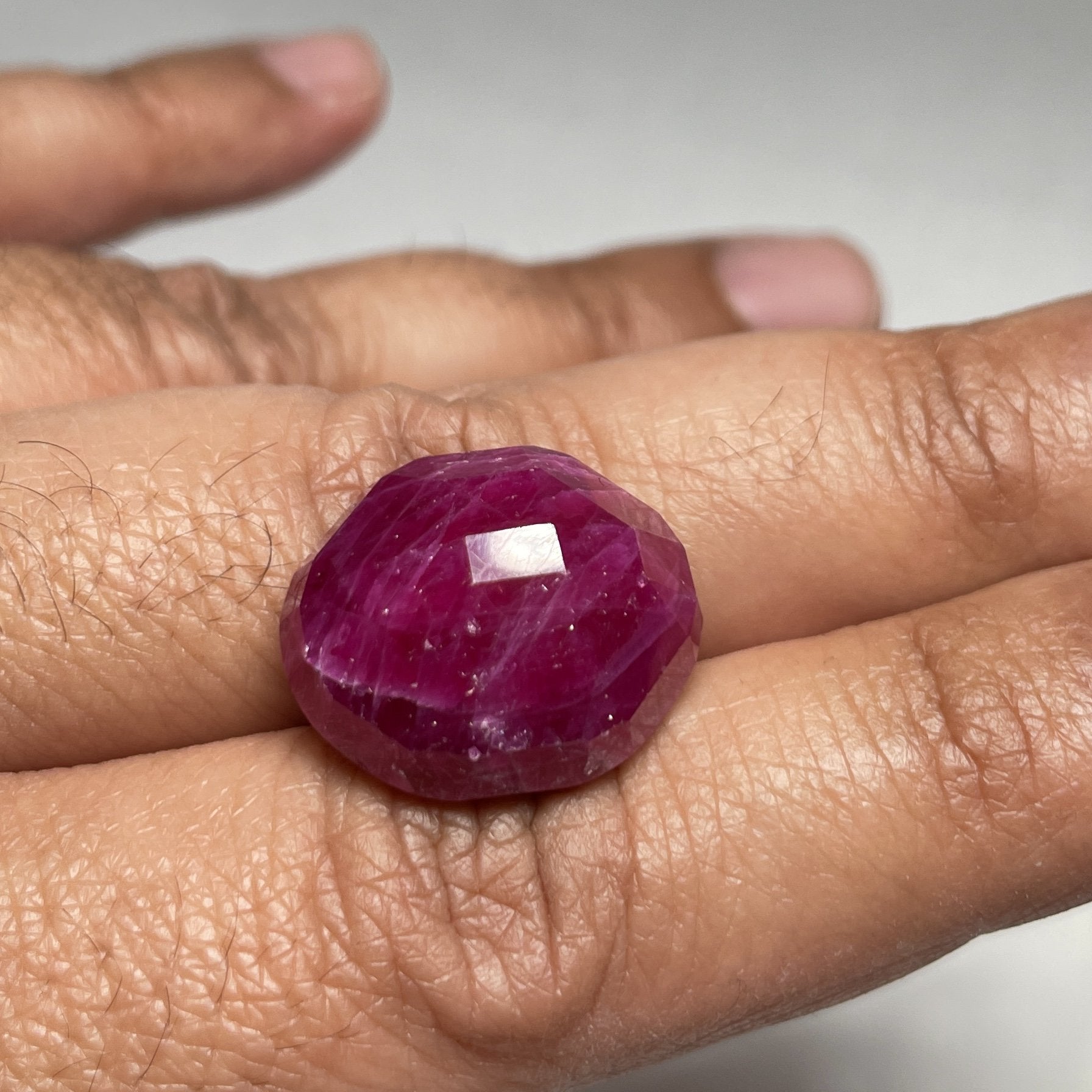 47.27Ct Faceted Ruby Cab Longido Tanzania Untreated Unheated. 21 X 19.5 11Mm