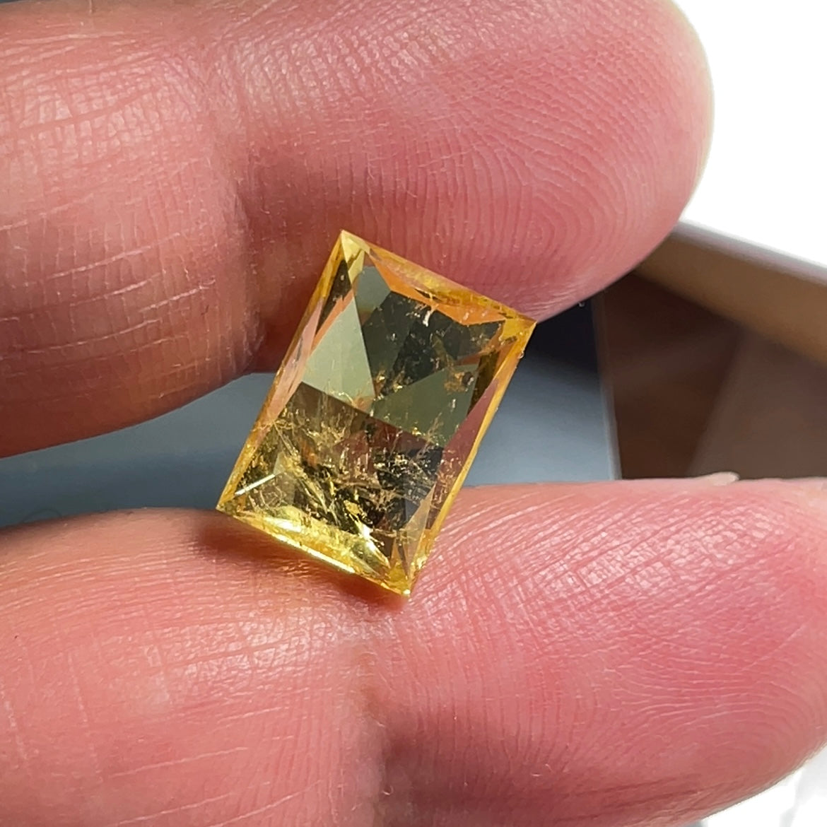 8.035Ct Vivid Intense Yellow Golden Danburite Tanzania Untreated Unheated. Slightly Included. Super