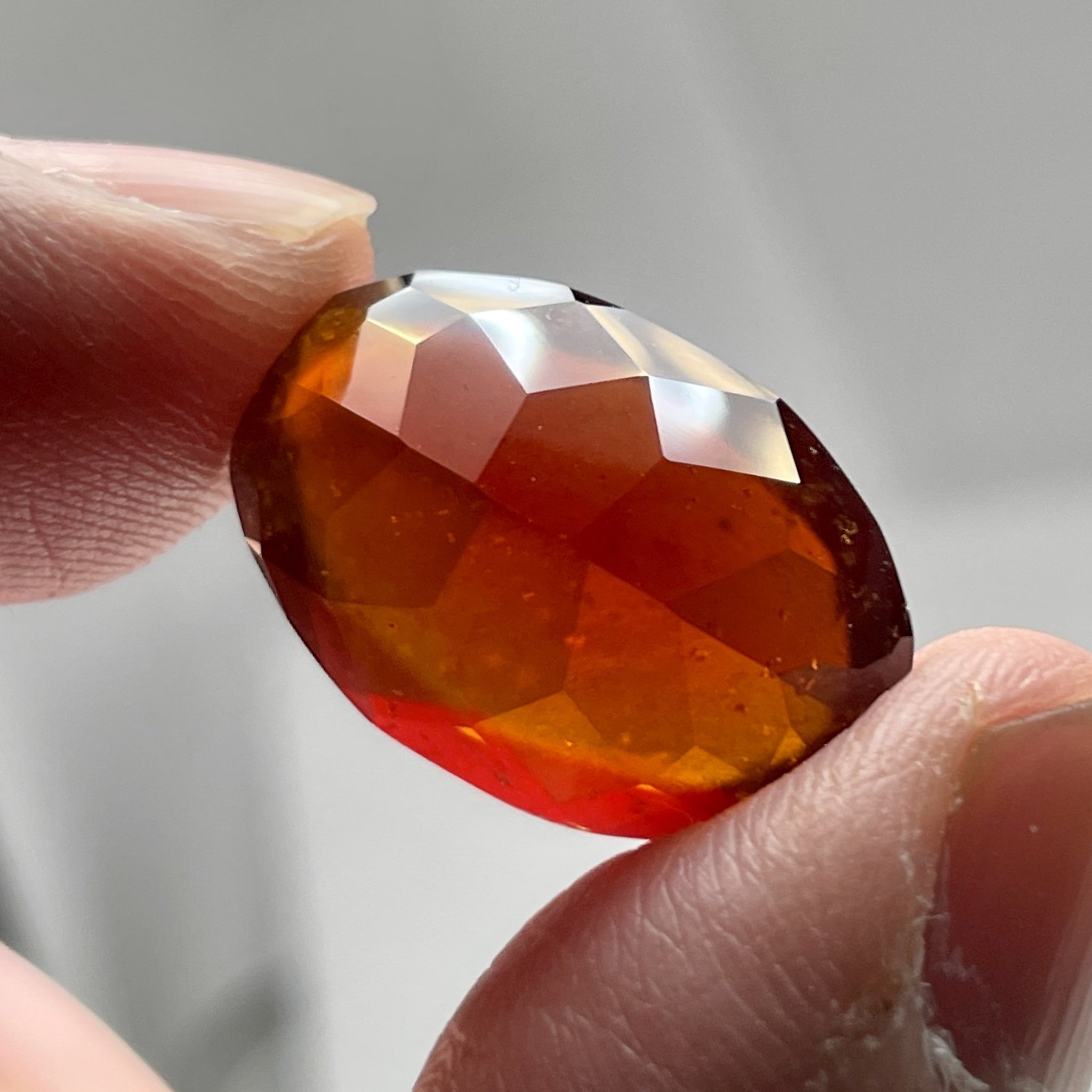 20.13Ct Hessonite Garnet Tanzania Untreated Unheated. 21.2 X 13.5 8 Mm. Use Either Side.