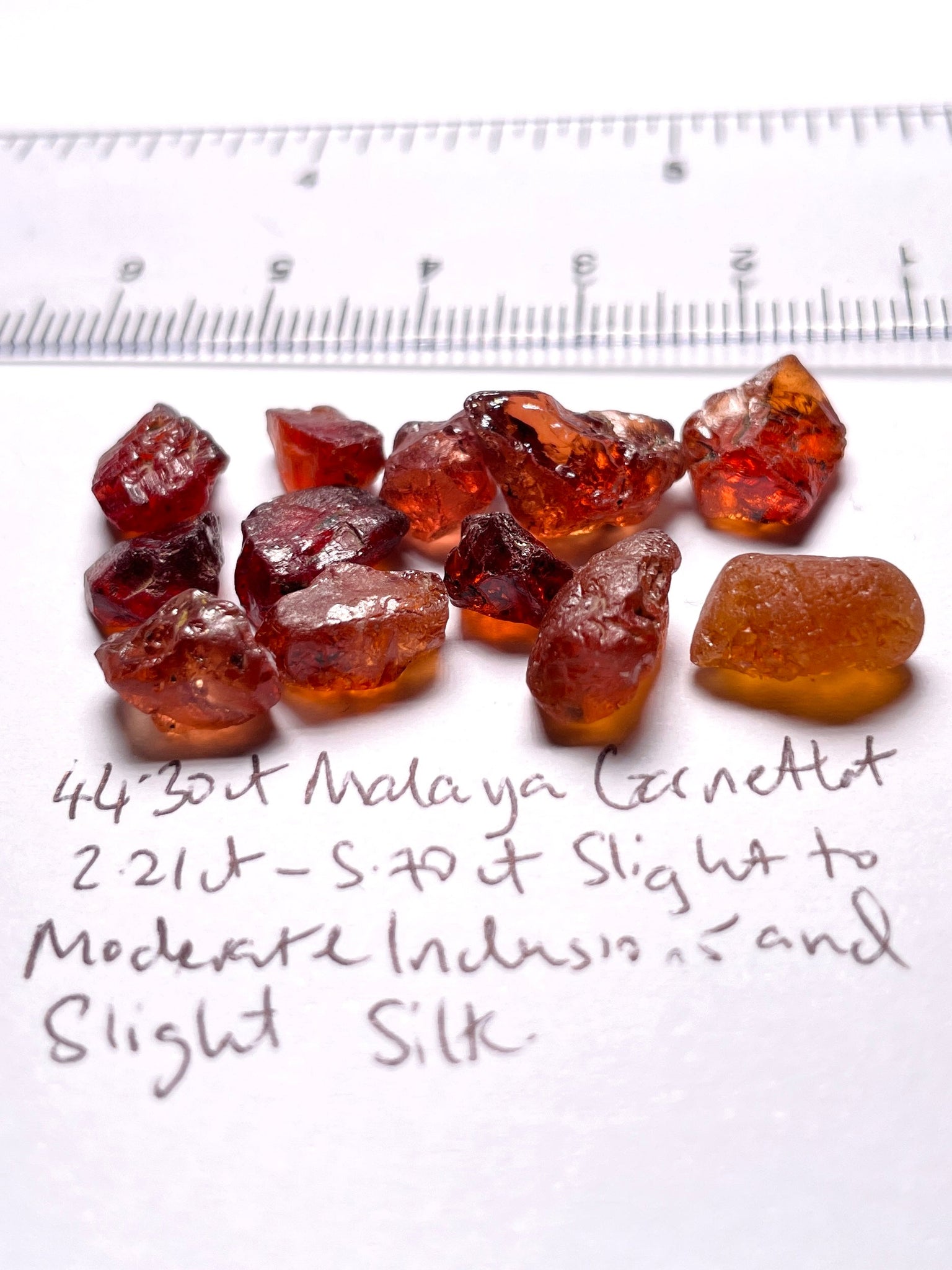 44.30Ct Malaya Garnet Lot All Have Slight To Moderate Inclusions And Silk Tanzania Untreated