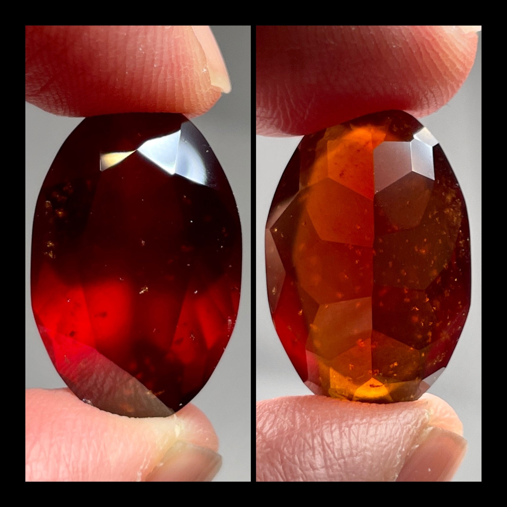 20.13Ct Hessonite Garnet Tanzania Untreated Unheated. 21.2 X 13.5 8 Mm. Use Either Side.