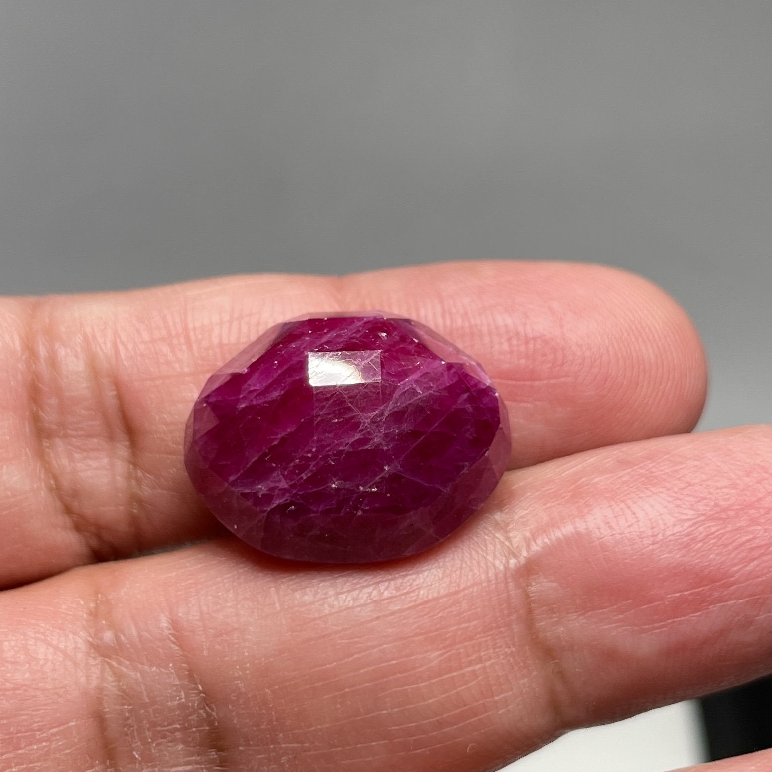 47.27Ct Faceted Ruby Cab Longido Tanzania Untreated Unheated. 21 X 19.5 11Mm