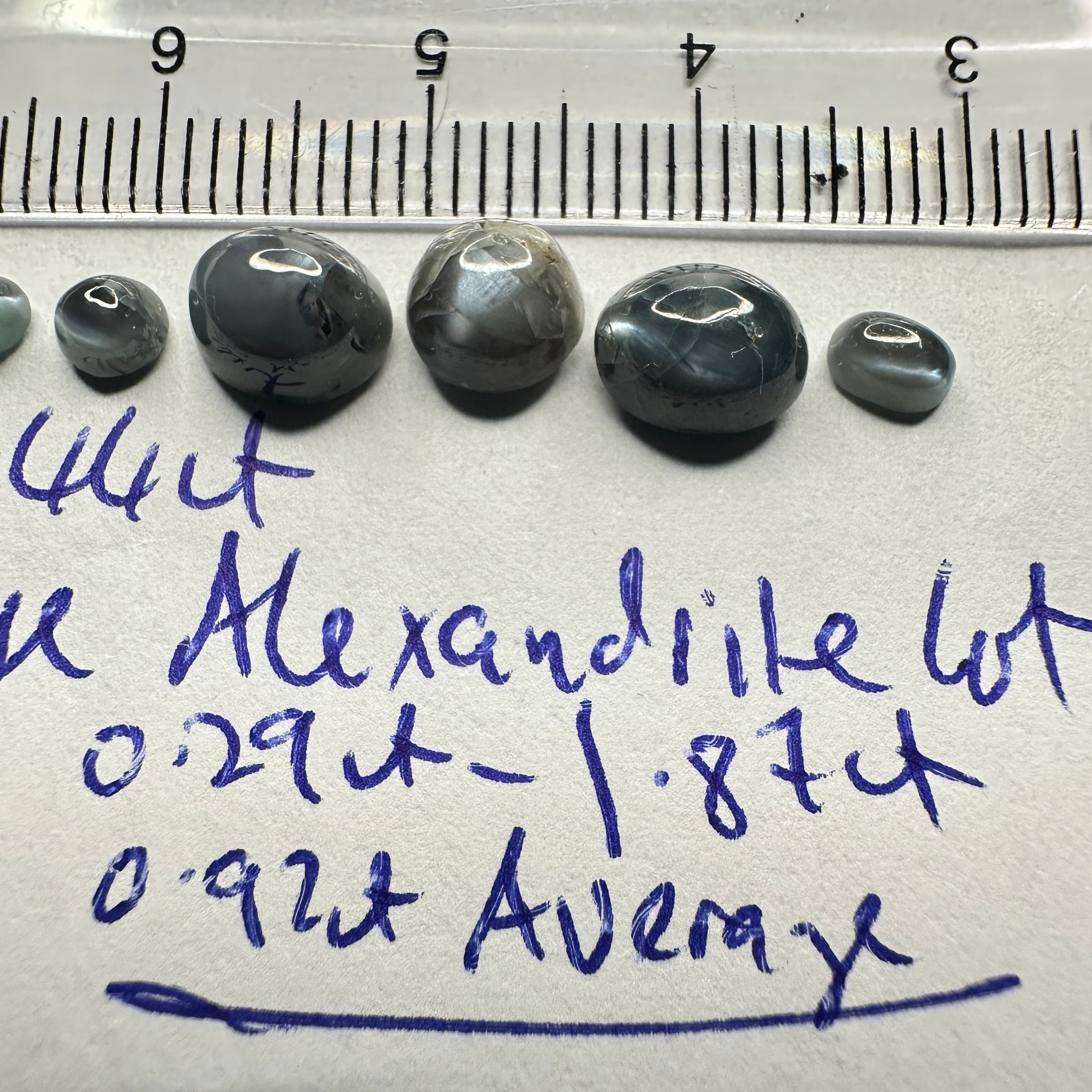 6.44Ct Cats-Eye Alexandrite Lot Tanzania Untreated Unheated. 0.29Ct-1.87Ct. 7Pcs 0.92Ct Average