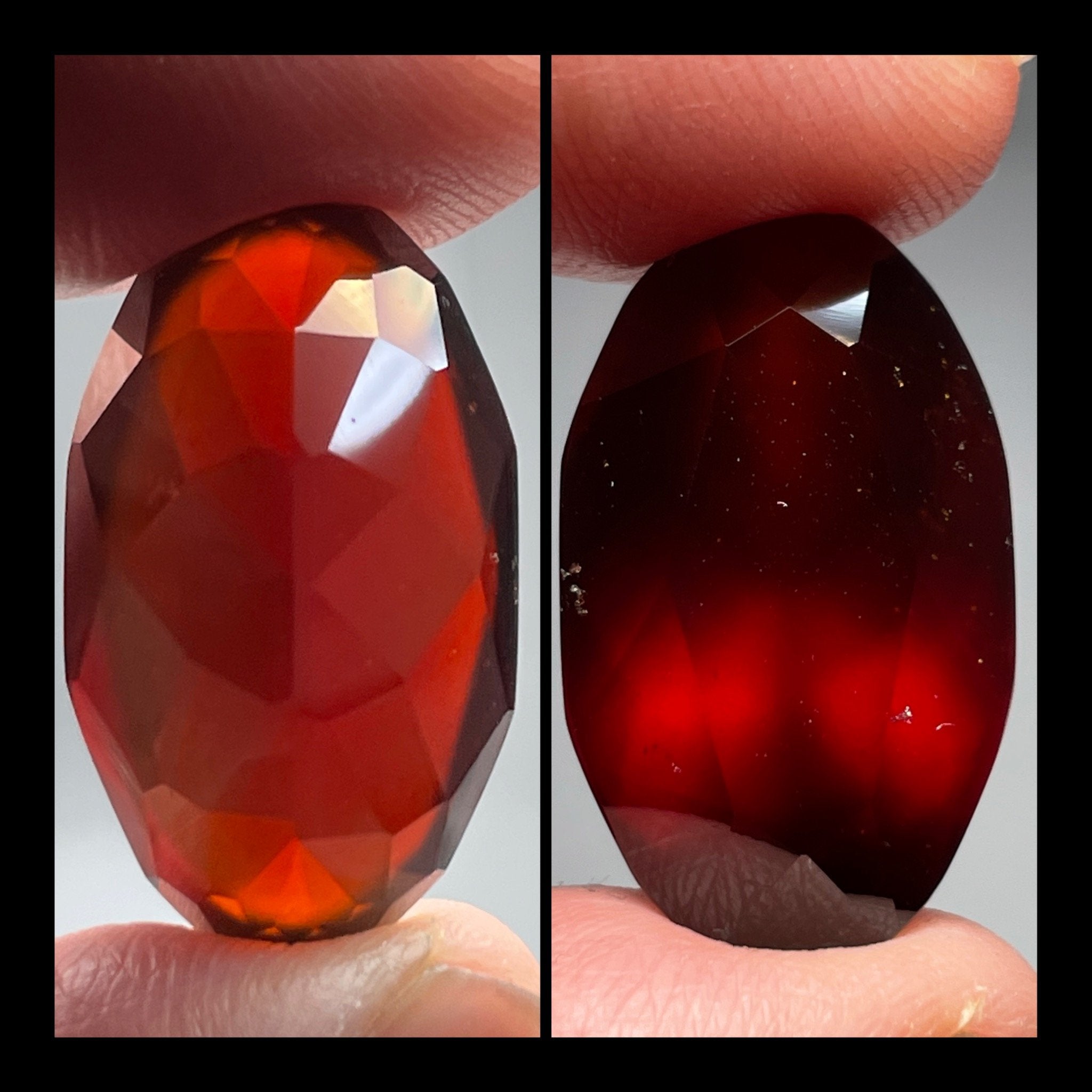 36.49Ct Hessonite Garnet Tanzania Untreated Unheated. 25.2X 14.6 X 11 Mm Use Either Side.