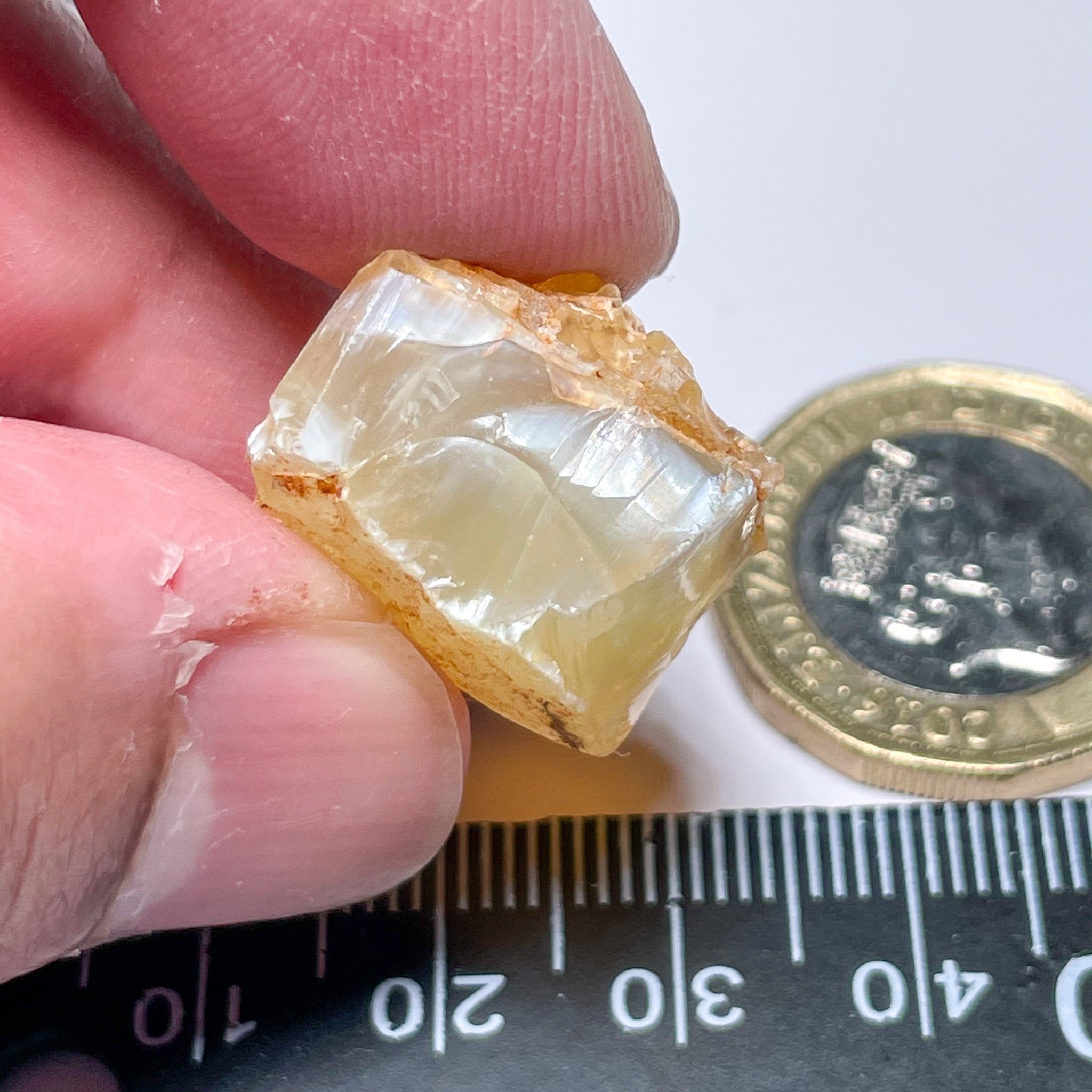 24.44Ct Opal Tanzania Untreated Unheated From A 1999 Deposit Chatoyant (White Pearly Cats-Eye