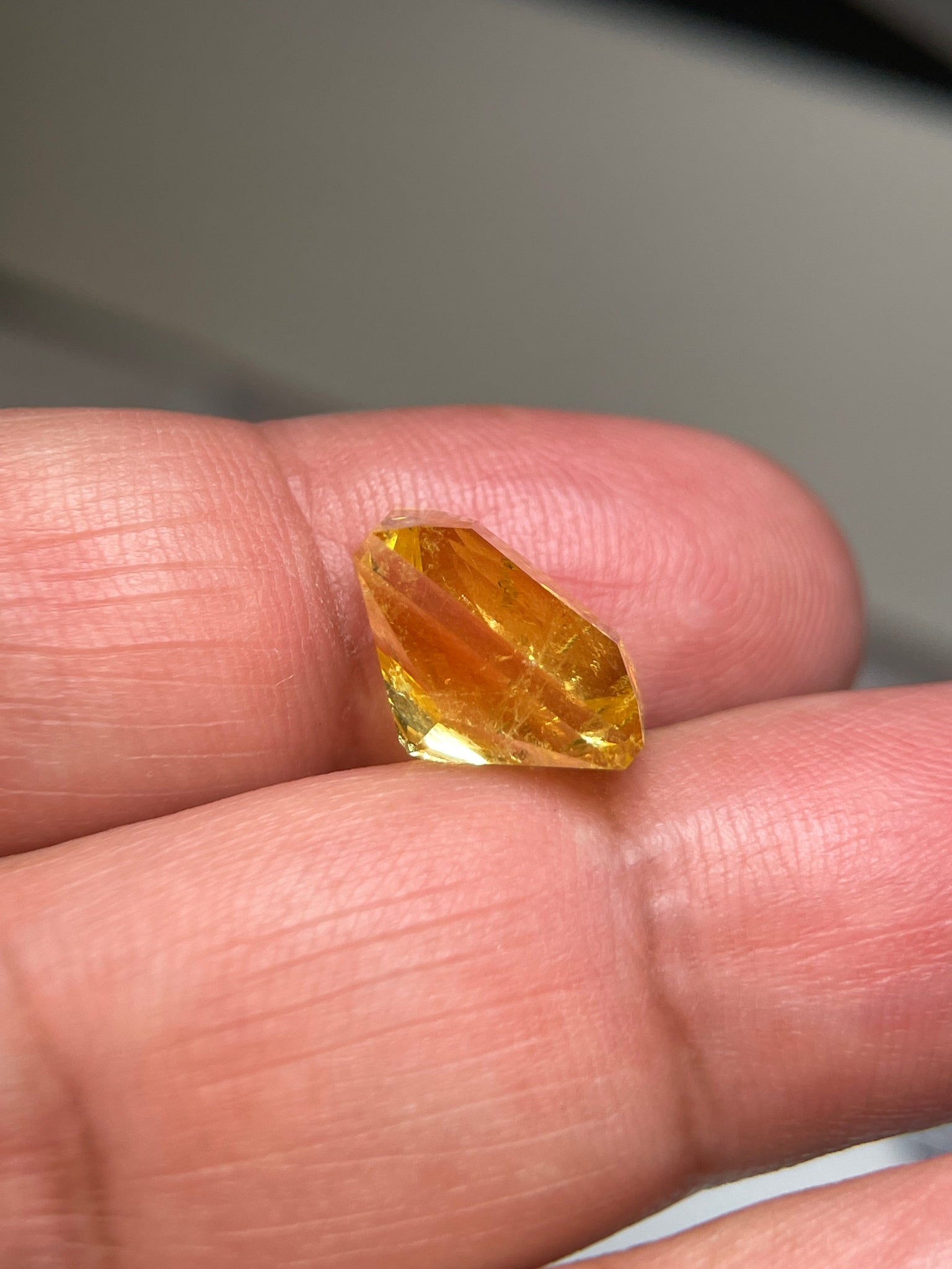 8.035Ct Vivid Intense Yellow Golden Danburite Tanzania Untreated Unheated. Slightly Included. Super