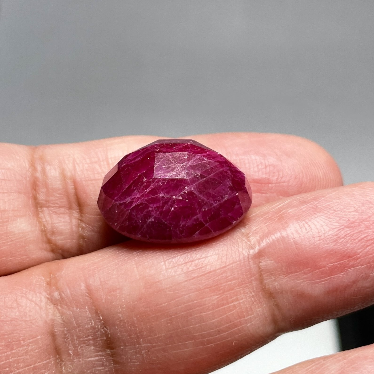 47.27Ct Faceted Ruby Cab Longido Tanzania Untreated Unheated. 21 X 19.5 11Mm