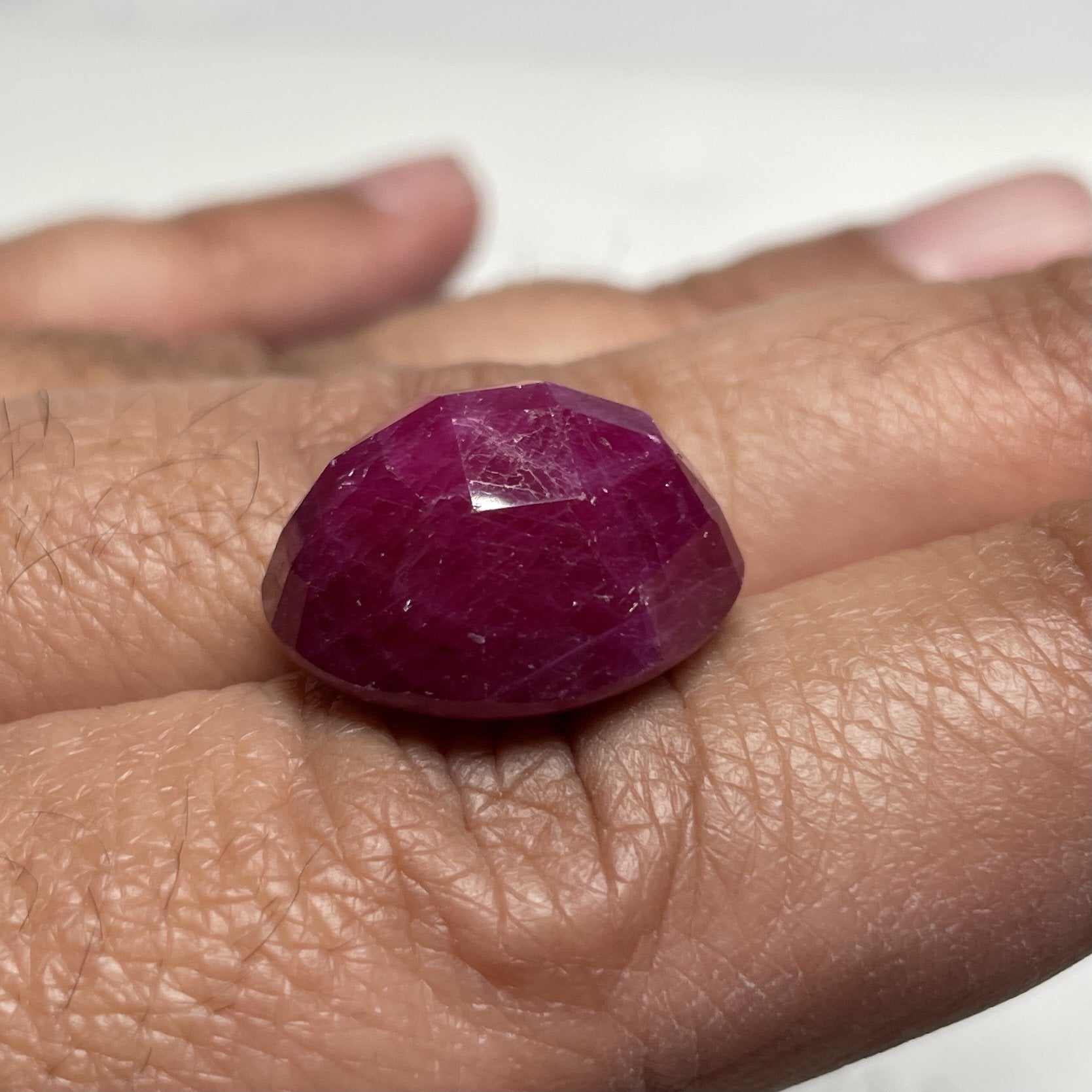 36.89Ct Faceted Ruby Cab Longido Tanzania Untreated Unheated. 19 X 17 10.5Mm