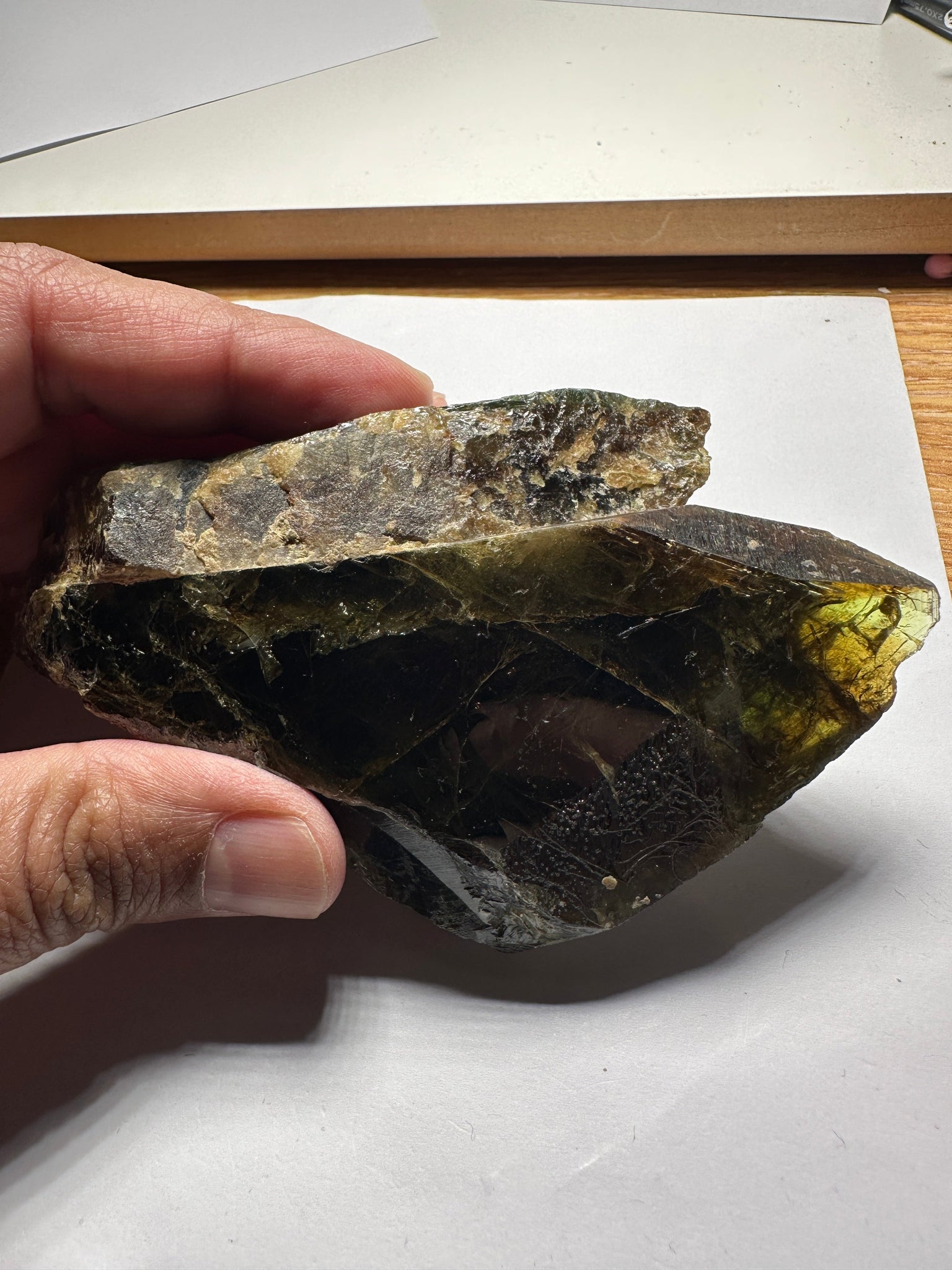 363.20Gm / 1816Ct Tanzanian Chrome Sphene Crystal. Unheated Untreated. 119Mm X 68.50Mm 44.00Mm