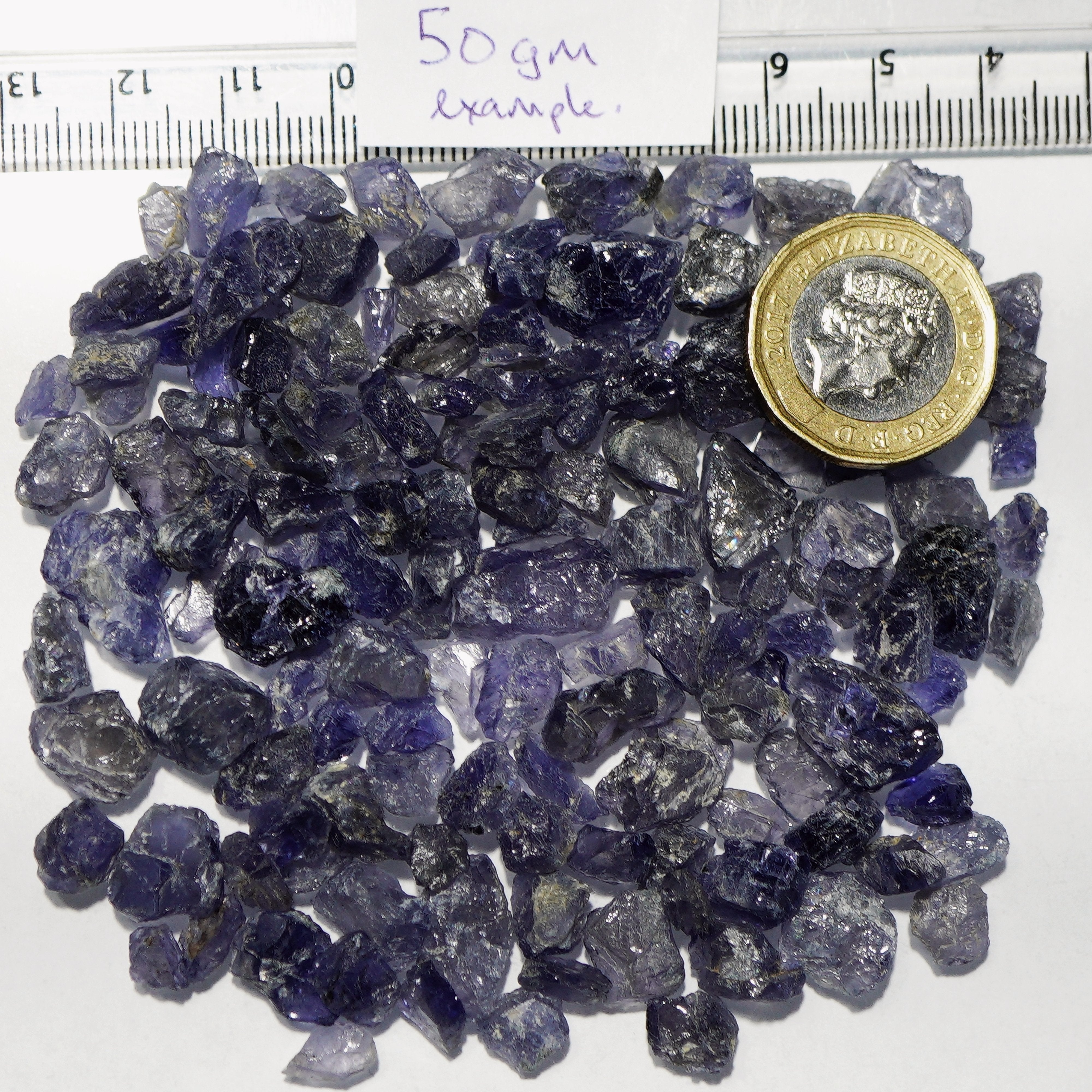 50G Iolite Lots Tanzania Blind Pour Basis 0.2G - 3G Sizes Cab Grade To Bead Rough Buy As Much You