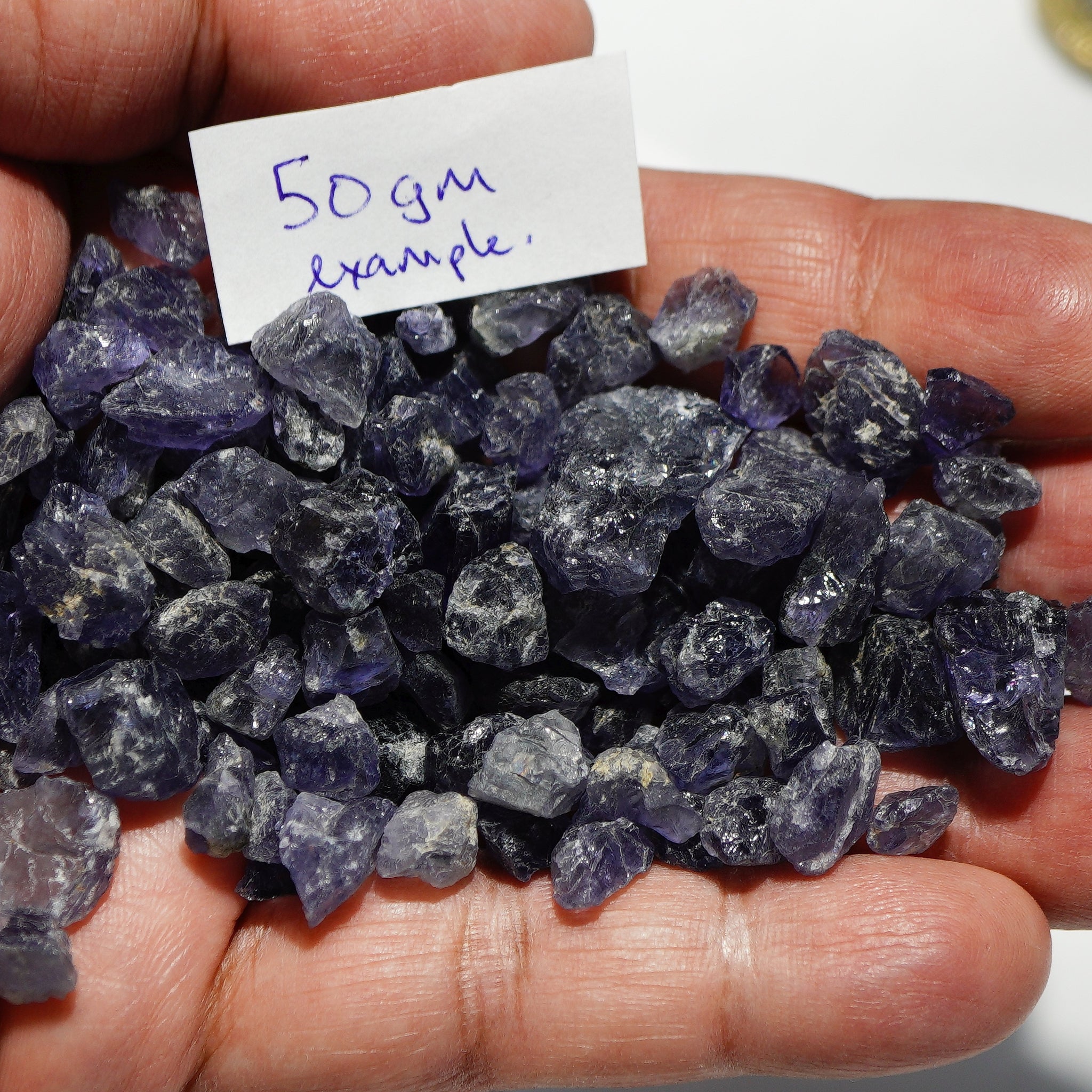 50G Iolite Lots Tanzania Blind Pour Basis 0.2G - 3G Sizes Cab Grade To Bead Rough Buy As Much You
