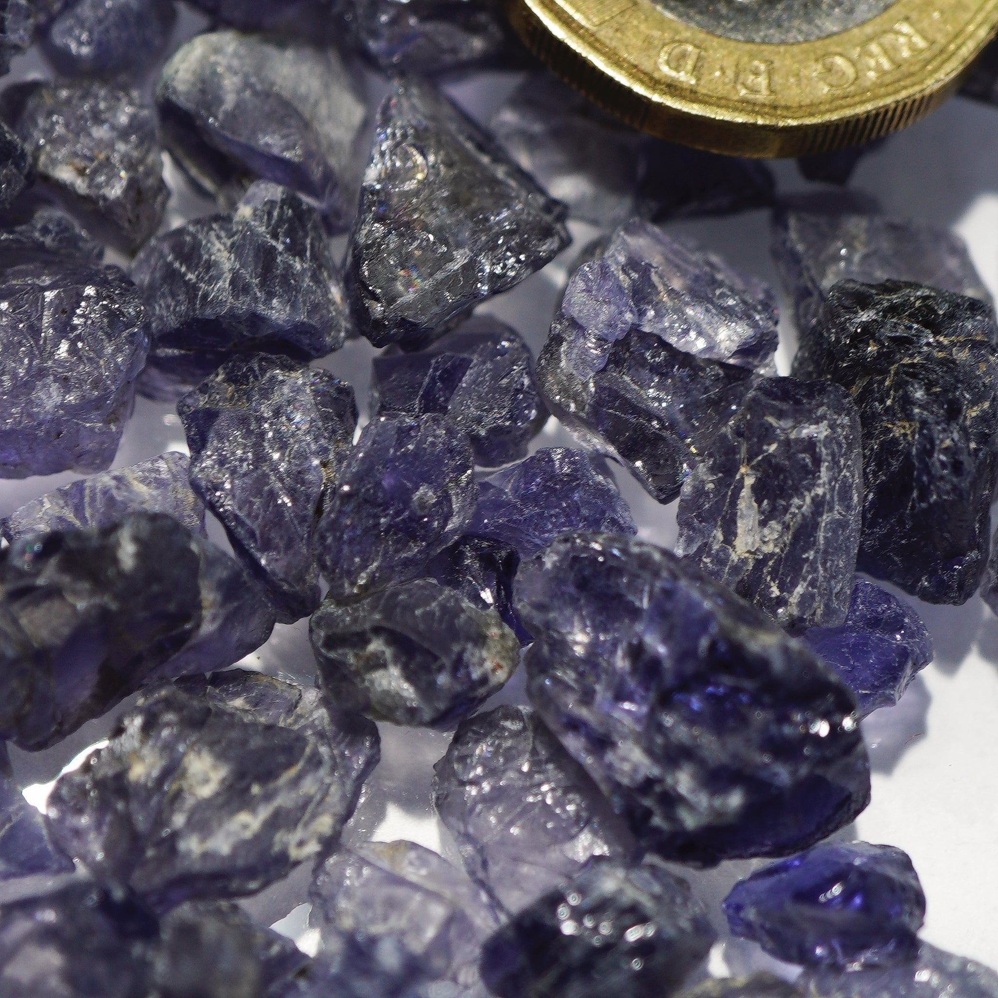 50G Iolite Lots Tanzania Blind Pour Basis 0.2G - 3G Sizes Cab Grade To Bead Rough Buy As Much You