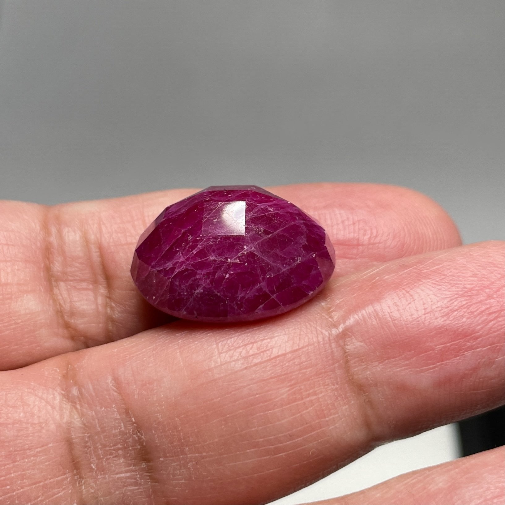 47.27Ct Faceted Ruby Cab Longido Tanzania Untreated Unheated. 21 X 19.5 11Mm