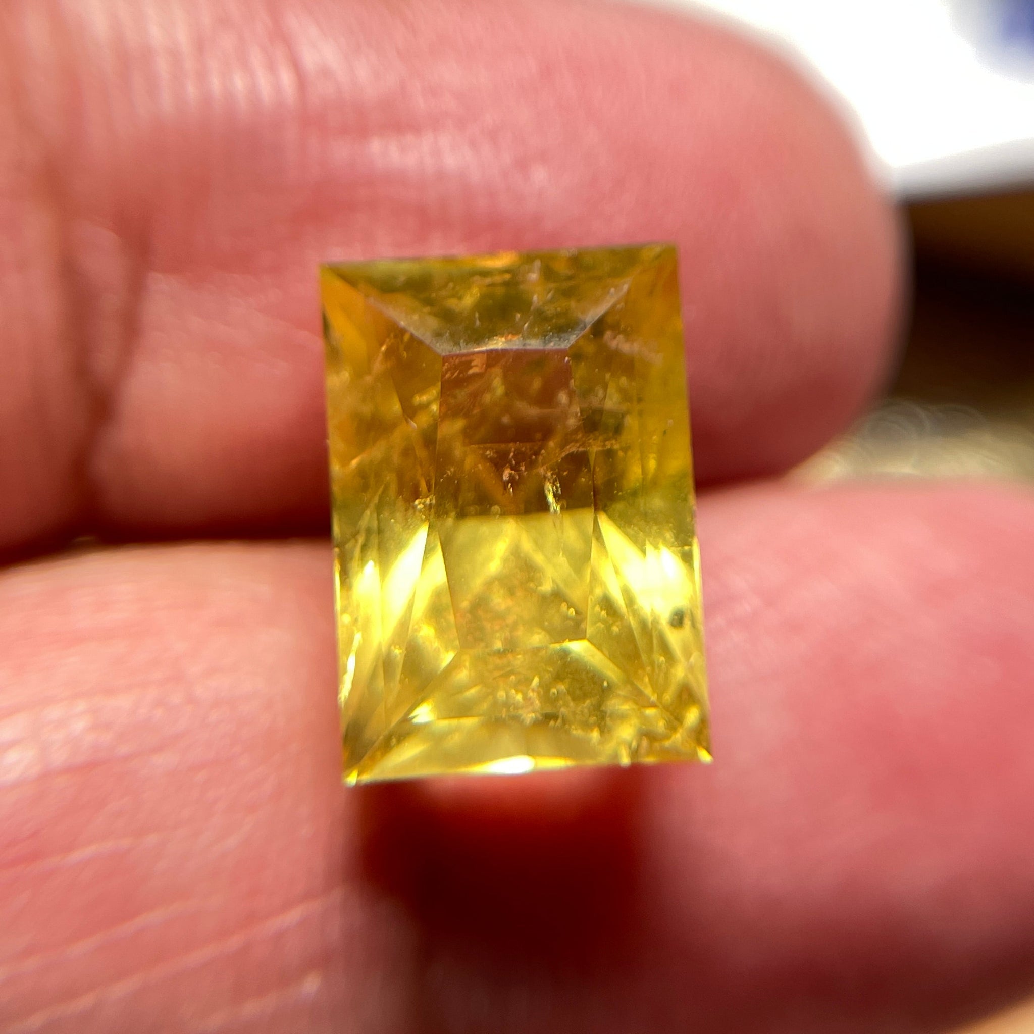 8.035Ct Vivid Intense Yellow Golden Danburite Tanzania Untreated Unheated. Slightly Included. Super