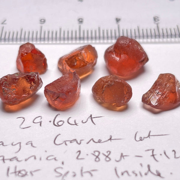 29.64Ct Malaya Garnet Lot Has Spots Inside Tanzania. 2.88Ct To 7.12Ct