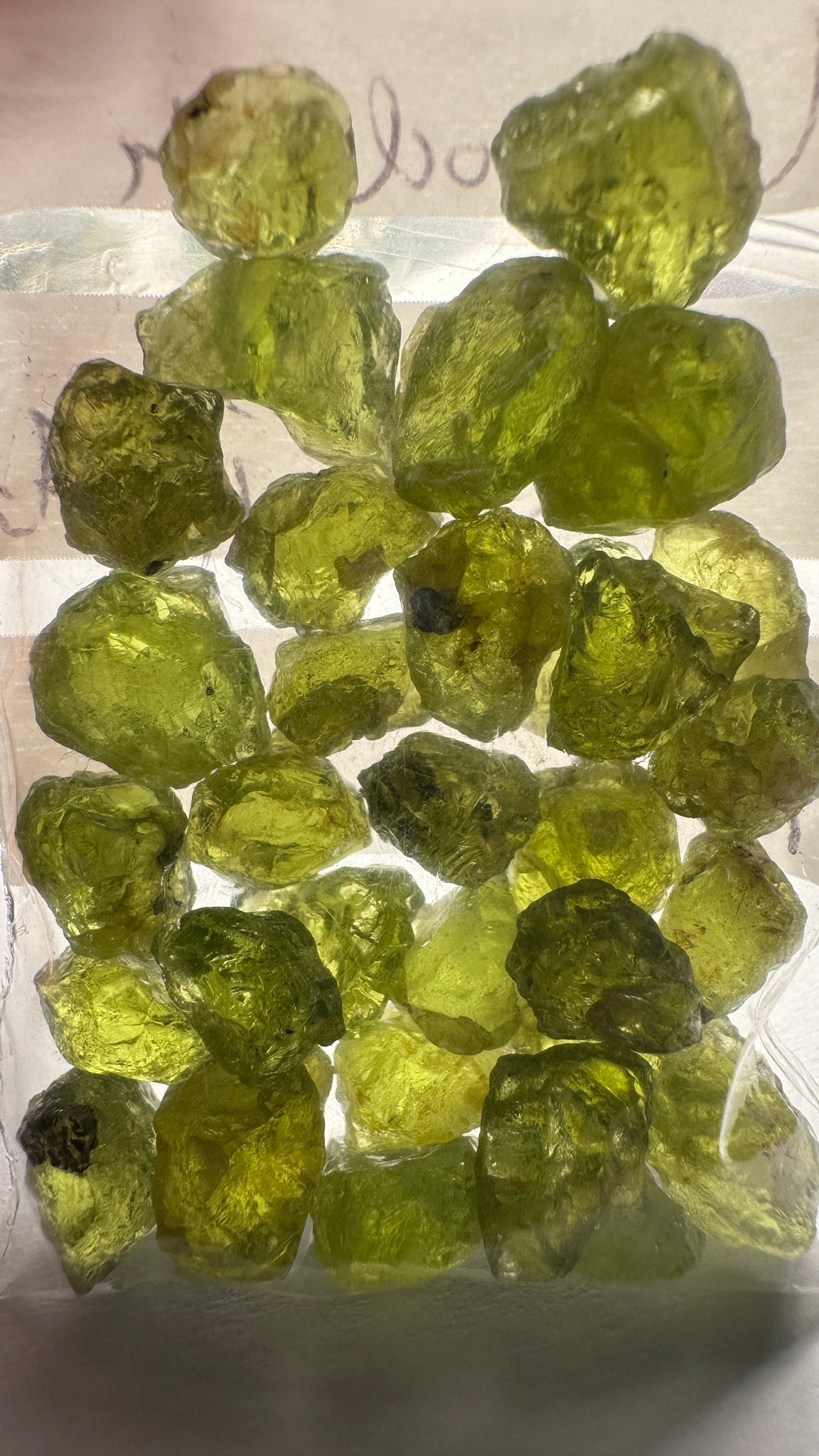 84.40Ct Ethiopian Peridot. 1.58Ct To 4.78. Slight Moderate Inclusions