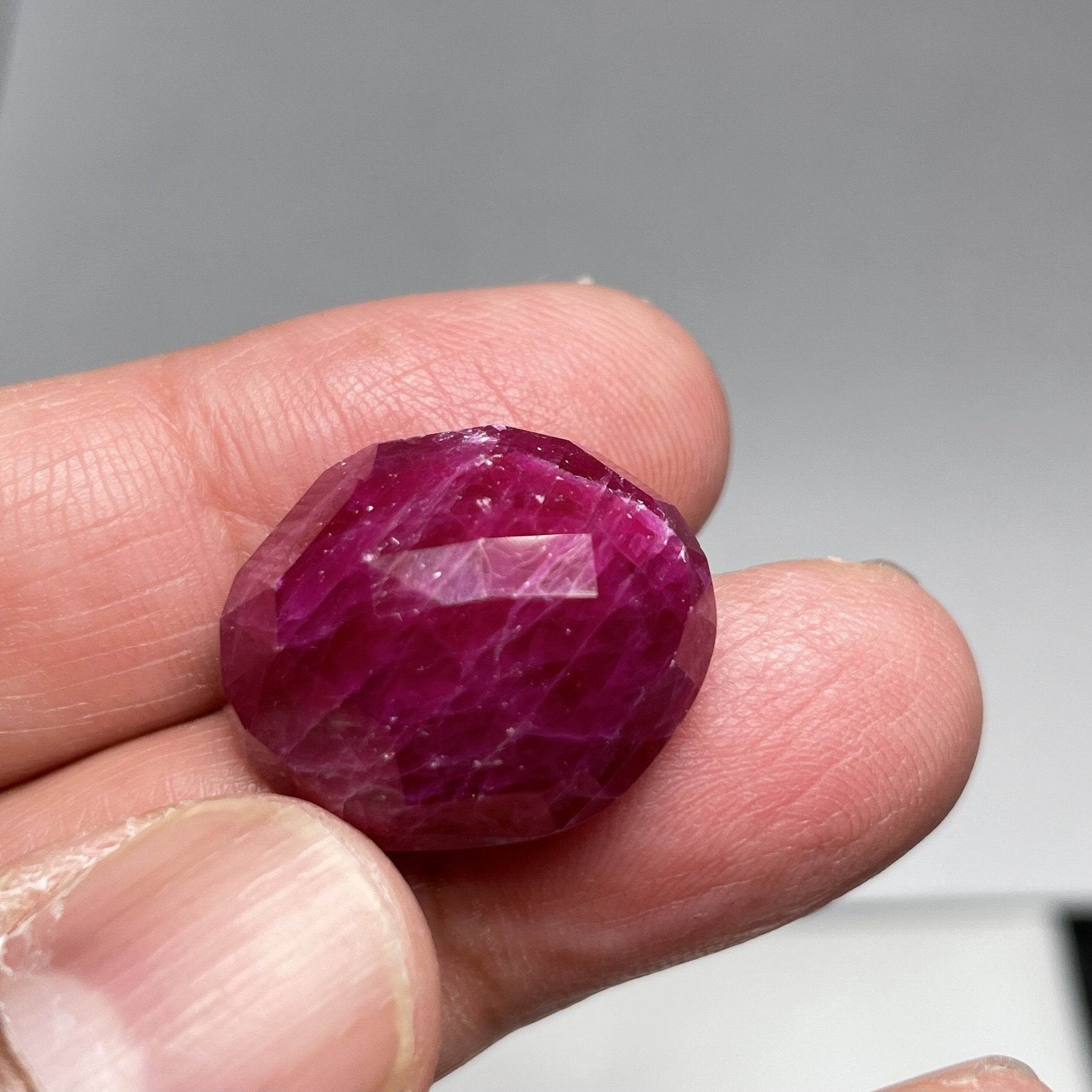 47.27Ct Faceted Ruby Cab Longido Tanzania Untreated Unheated. 21 X 19.5 11Mm
