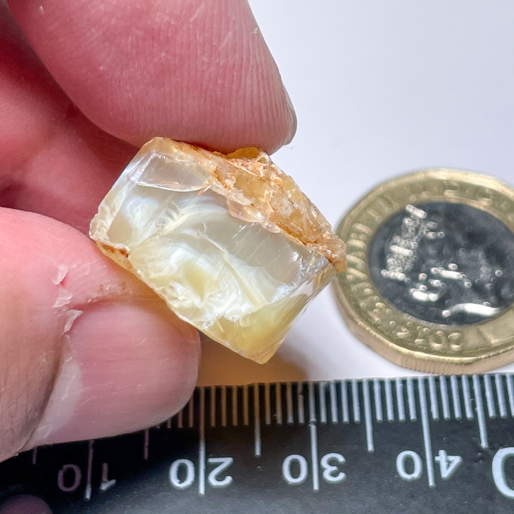 24.44Ct Opal Tanzania Untreated Unheated From A 1999 Deposit Chatoyant (White Pearly Cats-Eye