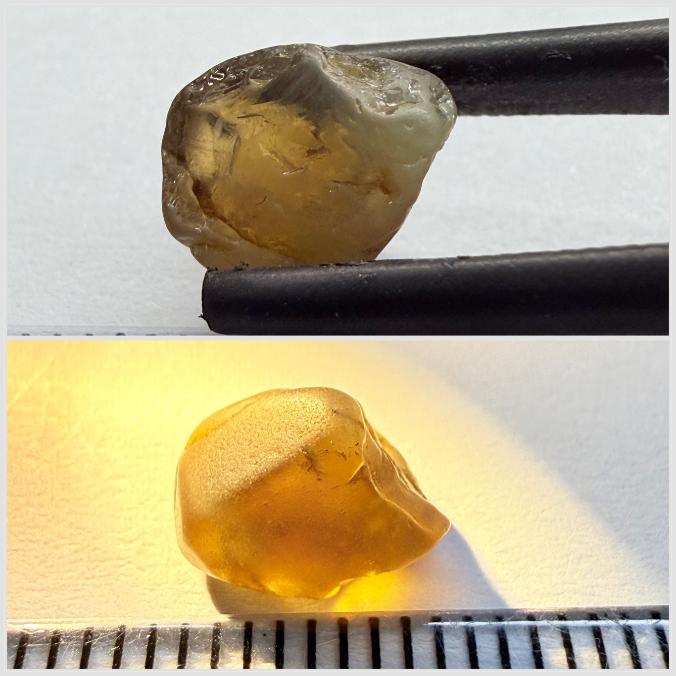 Colour Changing Chrysoberyl, 3.13ct, Tunduru, Tanzania, Untreated Unheated, the colour change is very slight, there is some surface gunk that needs to be removed on one side, rest has very fine silk