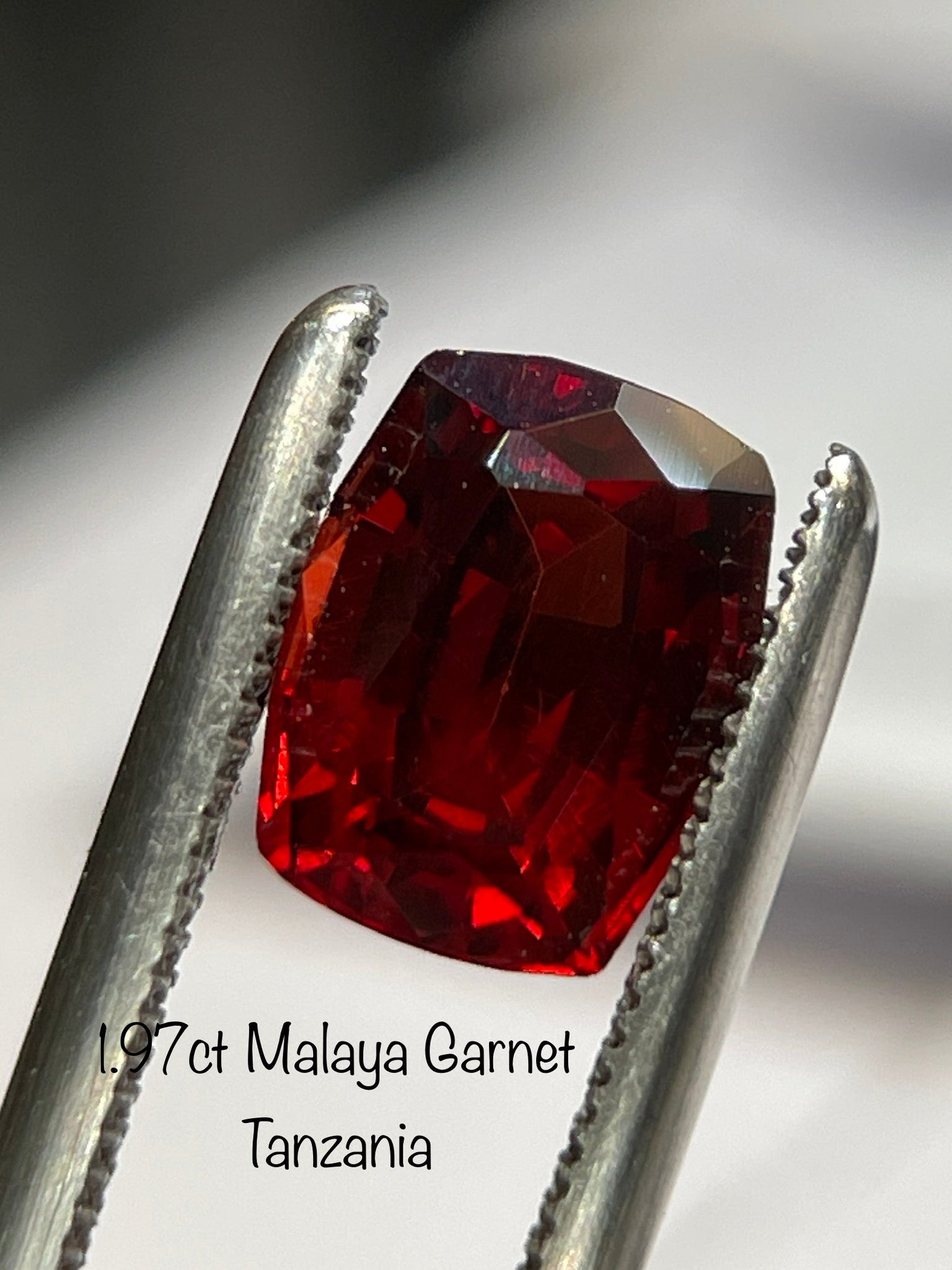 1.97Ct Malaya Garnet. Tanzania. Untreated Unheated