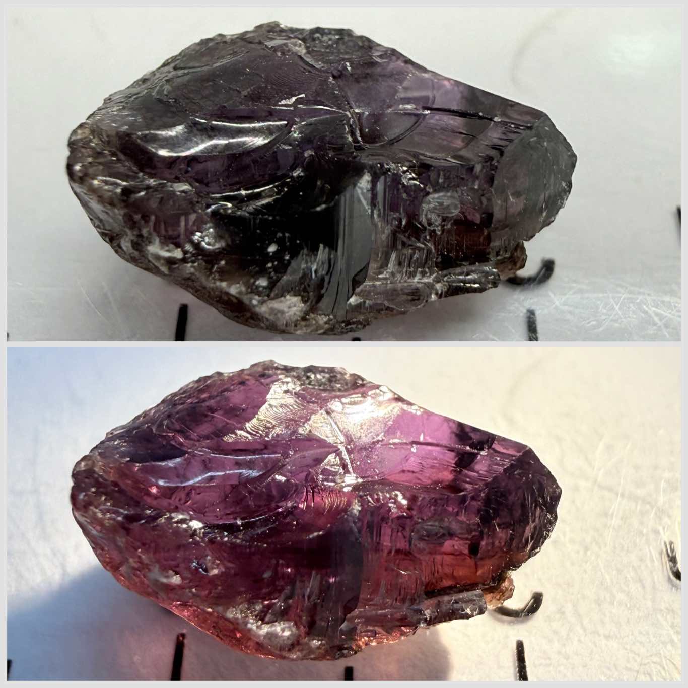 Umba Sapphire Colour Changing, 5.73ct, Umba, Tanzania, Untreated Unheated, vs, shape is flat, colour is dark