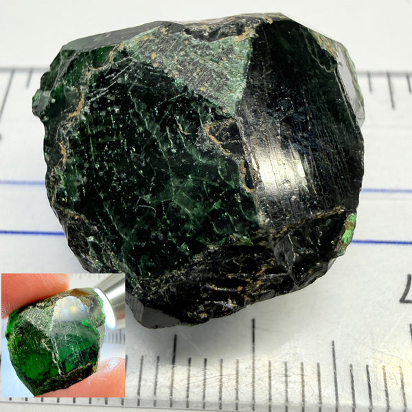 Chrome Tourmaline - very very dark, 38.47ct, Laletema, Tanzania, Untreated Unheated, vvs-if, but very dark unless you find a way to heat it to lighten the colour