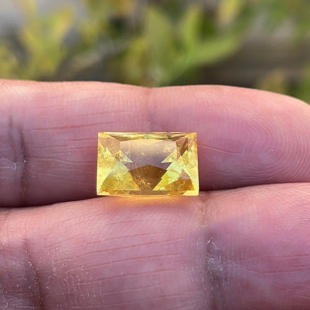 8.035Ct Vivid Intense Yellow Golden Danburite Tanzania Untreated Unheated. Slightly Included. Super