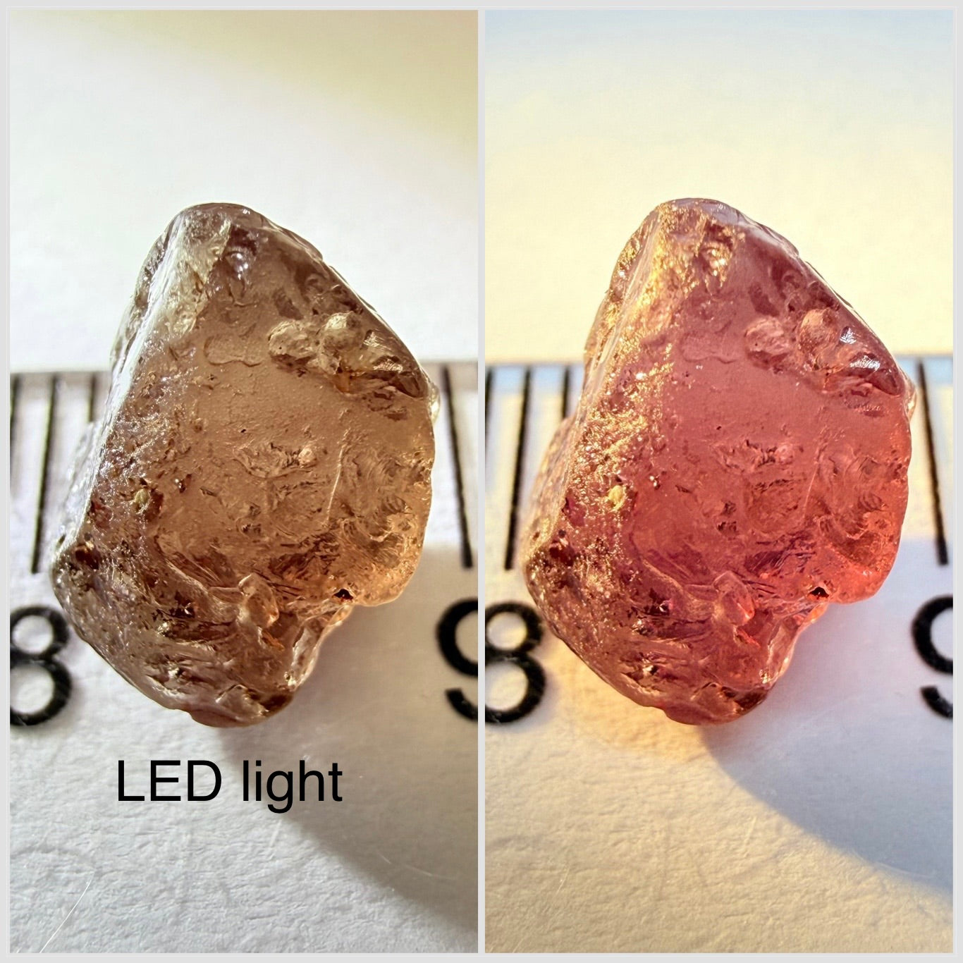 Colour Change Garnet, 4.47ct, Tanzania, Untreated Unheated, slight black crystal inclusions on the outer skin on one end, 1 ish mm into one side.  Rest vvs-if
