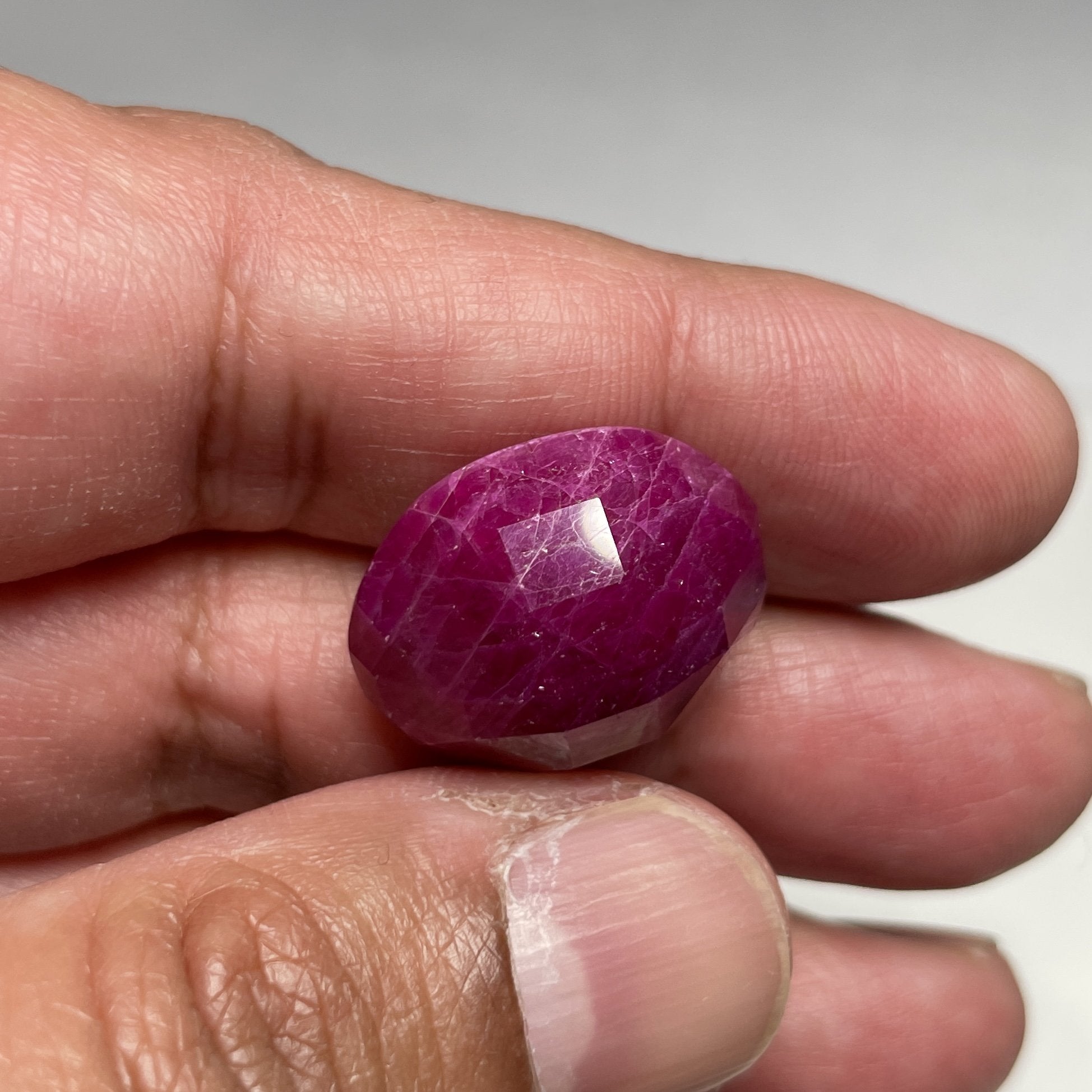 47.27Ct Faceted Ruby Cab Longido Tanzania Untreated Unheated. 21 X 19.5 11Mm