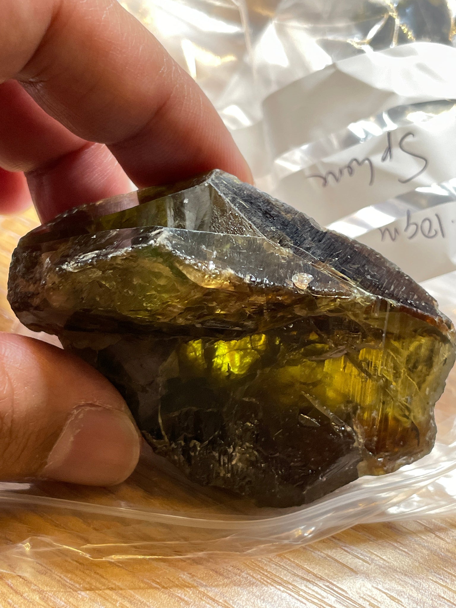 130.10Gm / 650.50Ct Sphene Crystal From Tanzania. Superb Rare Piece. 71.60 X 50.00 33.20Mm
