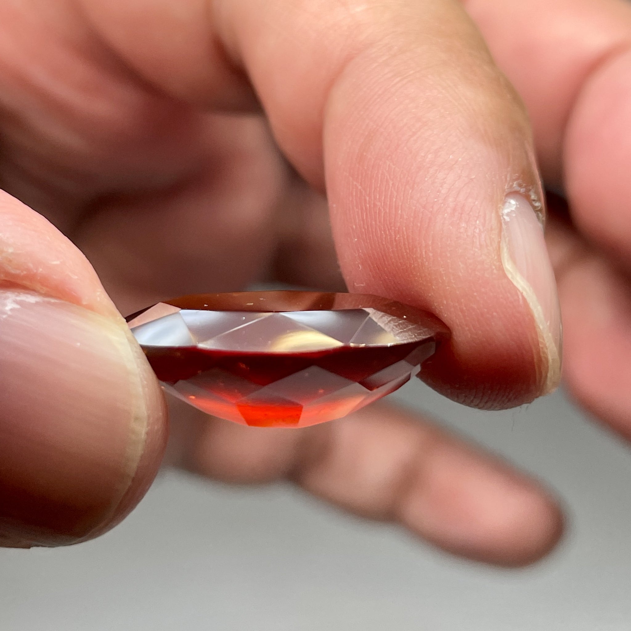 20.13Ct Hessonite Garnet Tanzania Untreated Unheated. 21.2 X 13.5 8 Mm. Use Either Side.