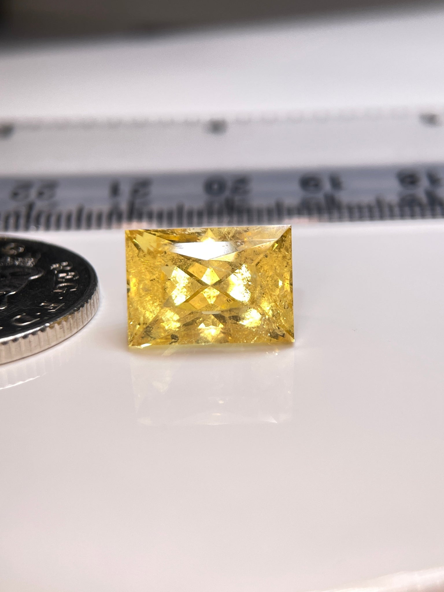8.035Ct Vivid Intense Yellow Golden Danburite Tanzania Untreated Unheated. Slightly Included. Super