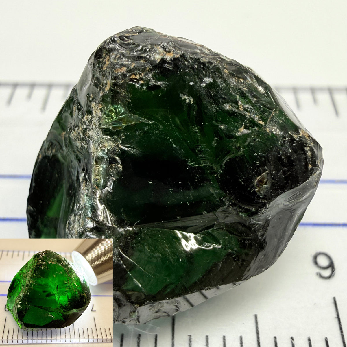 Chrome Tourmaline - very very dark, 23.32ct, Laletema, Tanzania, Untre ...