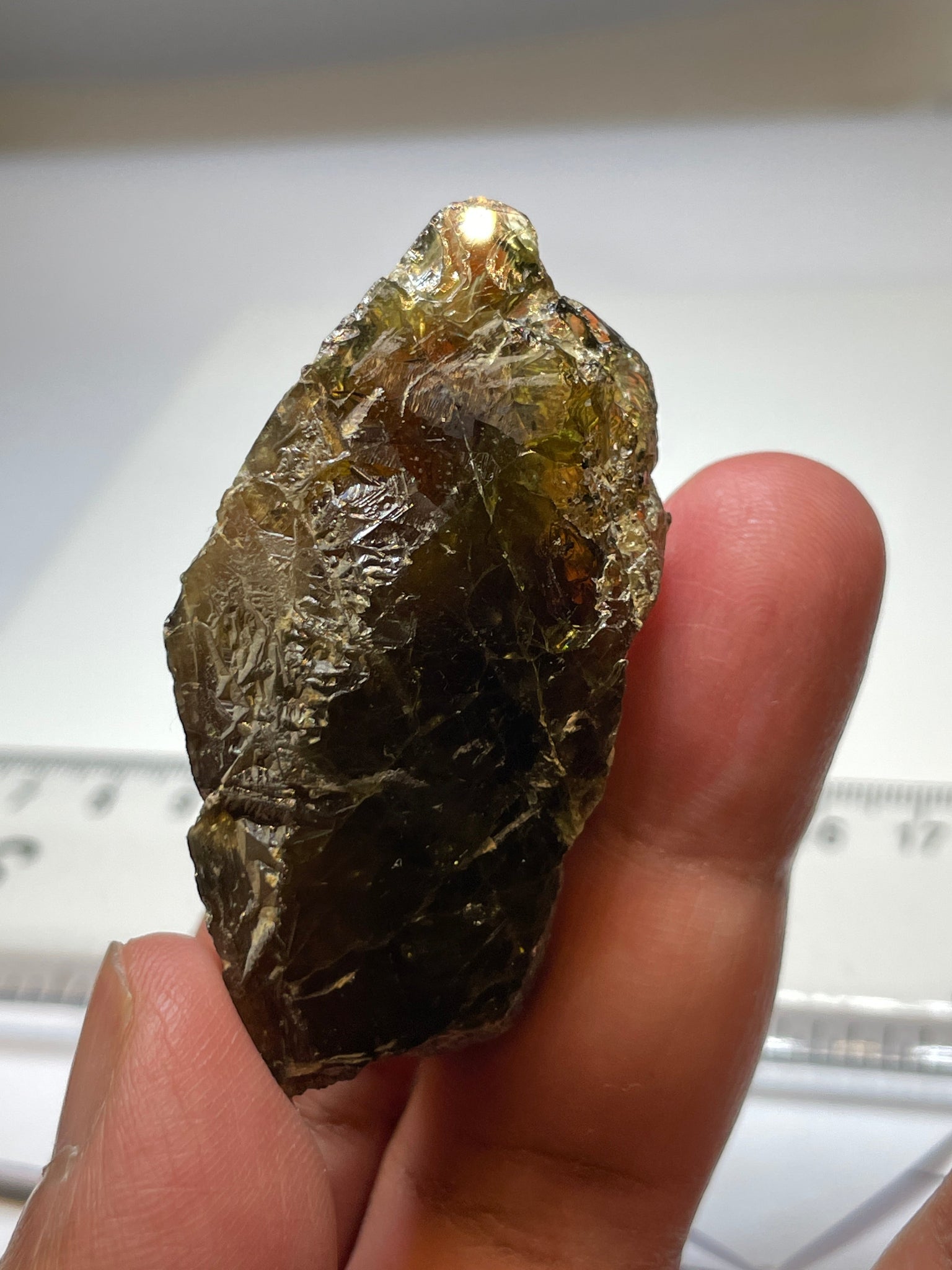 207.64Ct / 41.52Gm Tanzanian Sphene Crystal Untreated Unheated. 53.9 X 28.2 19.1Mm Very High End