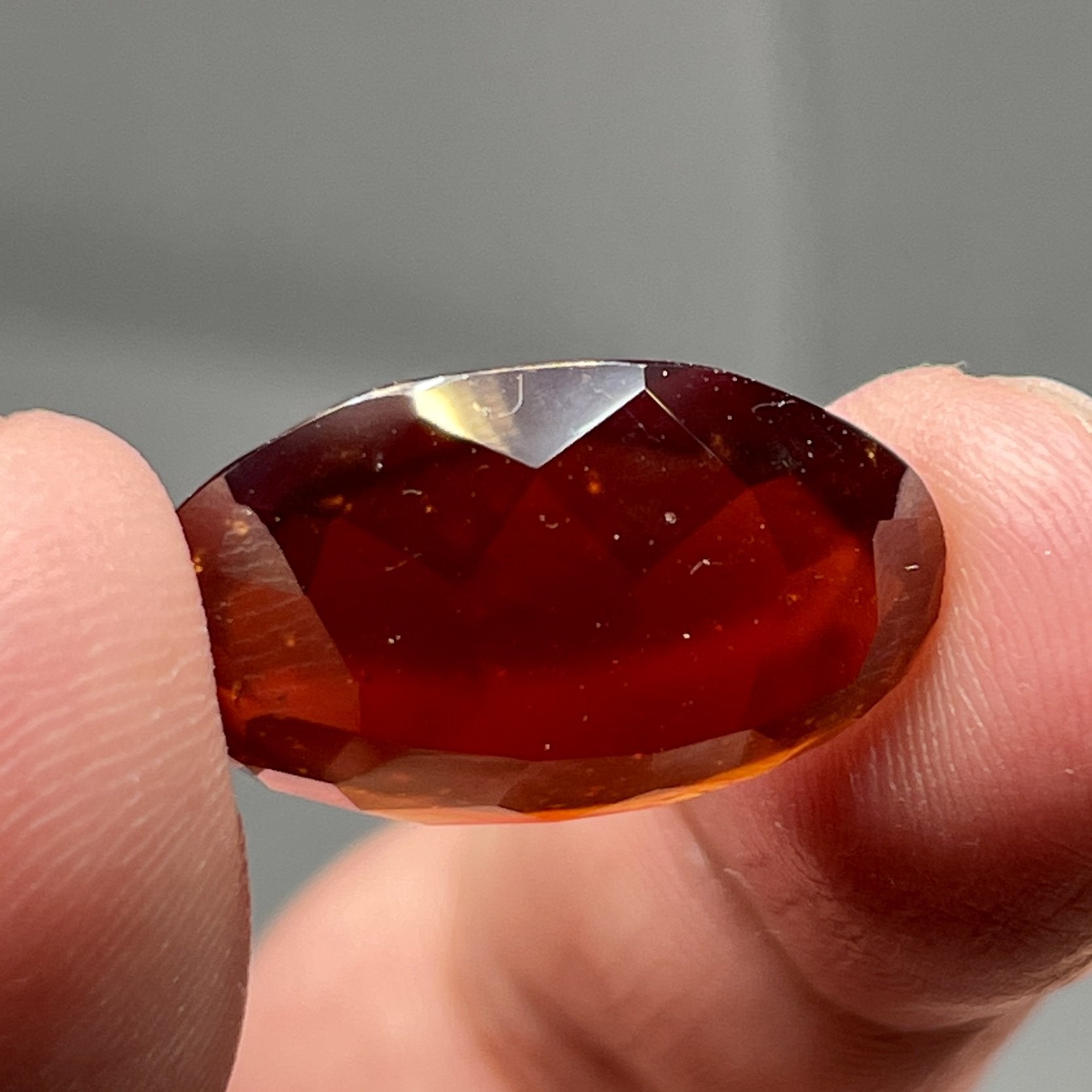 20.13Ct Hessonite Garnet Tanzania Untreated Unheated. 21.2 X 13.5 8 Mm. Use Either Side.