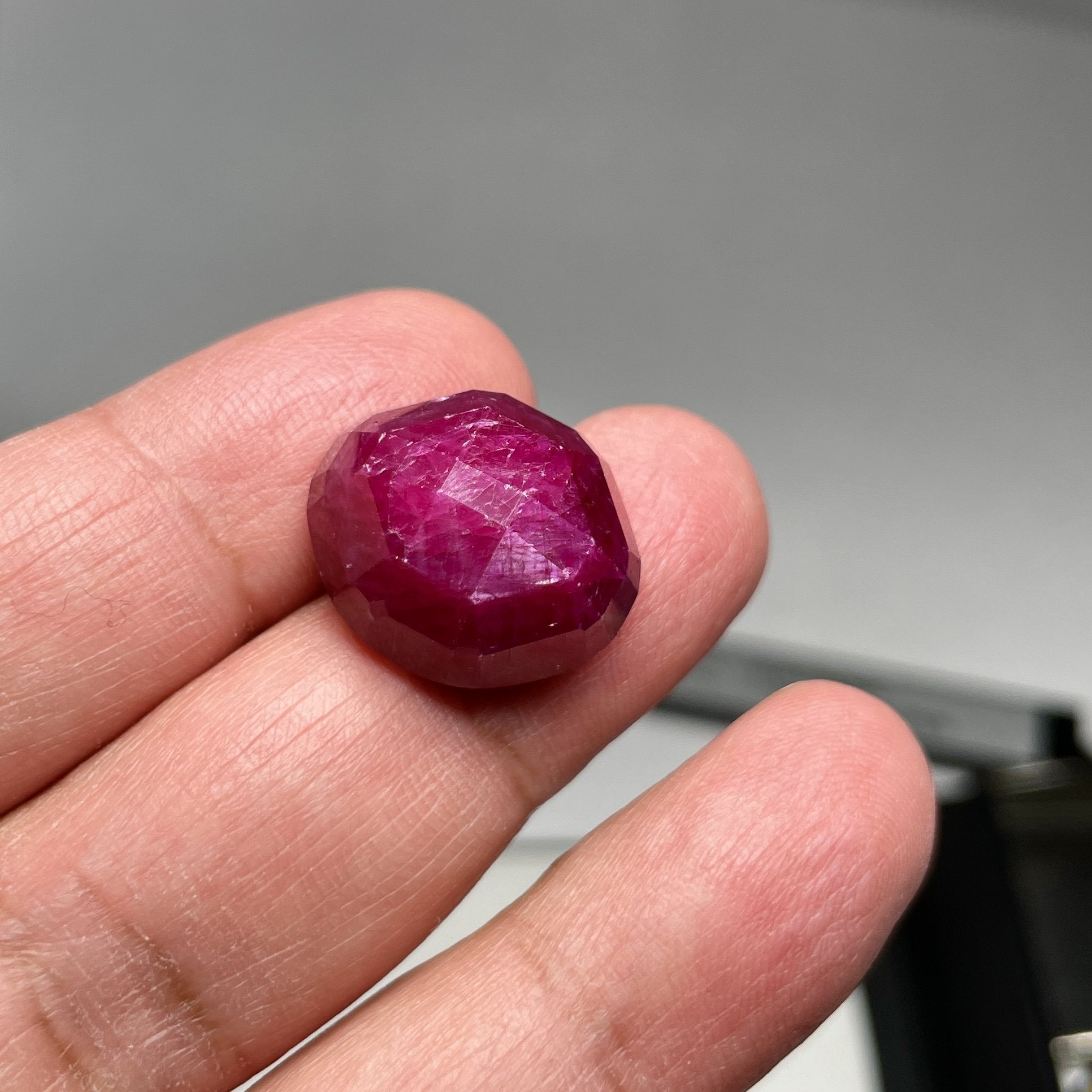 36.89Ct Faceted Ruby Cab Longido Tanzania Untreated Unheated. 19 X 17 10.5Mm