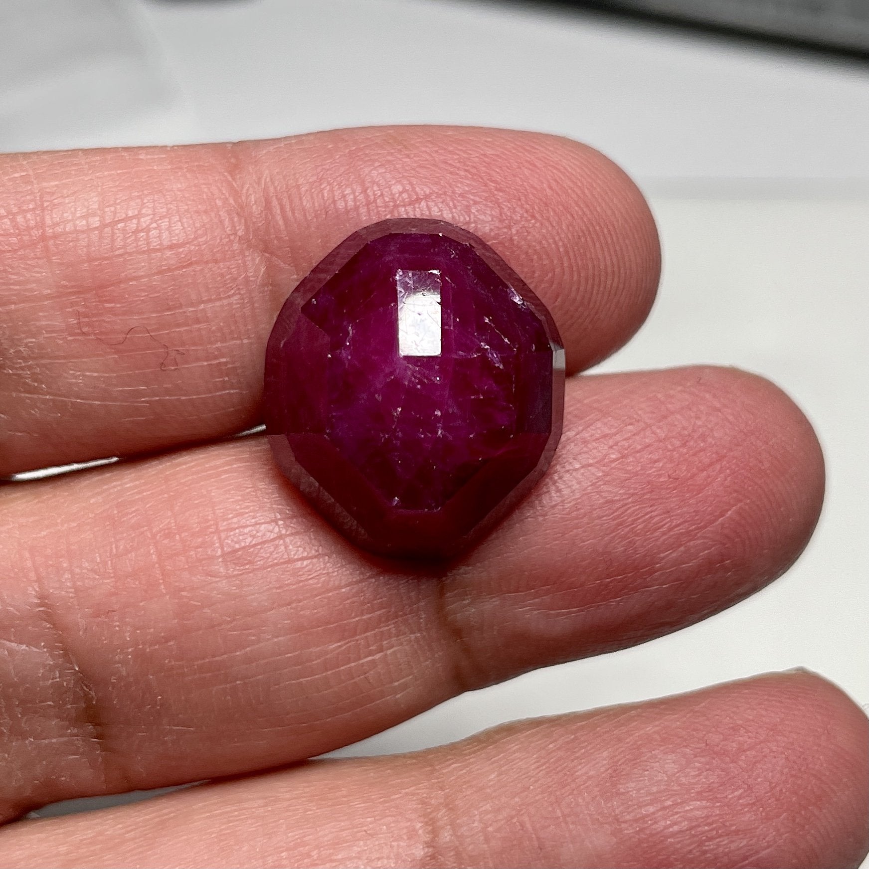36.89Ct Faceted Ruby Cab Longido Tanzania Untreated Unheated. 19 X 17 10.5Mm