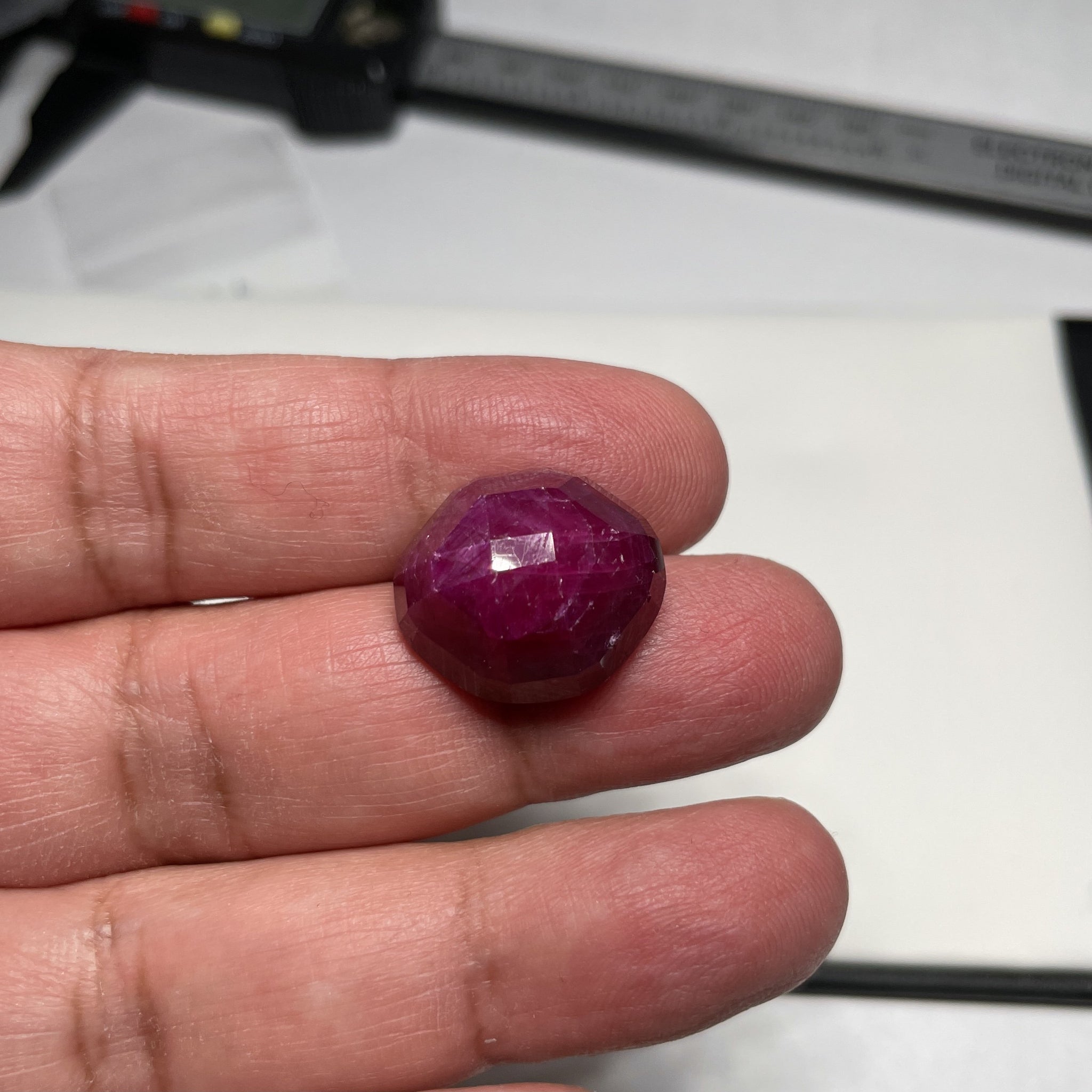 36.89Ct Faceted Ruby Cab Longido Tanzania Untreated Unheated. 19 X 17 10.5Mm