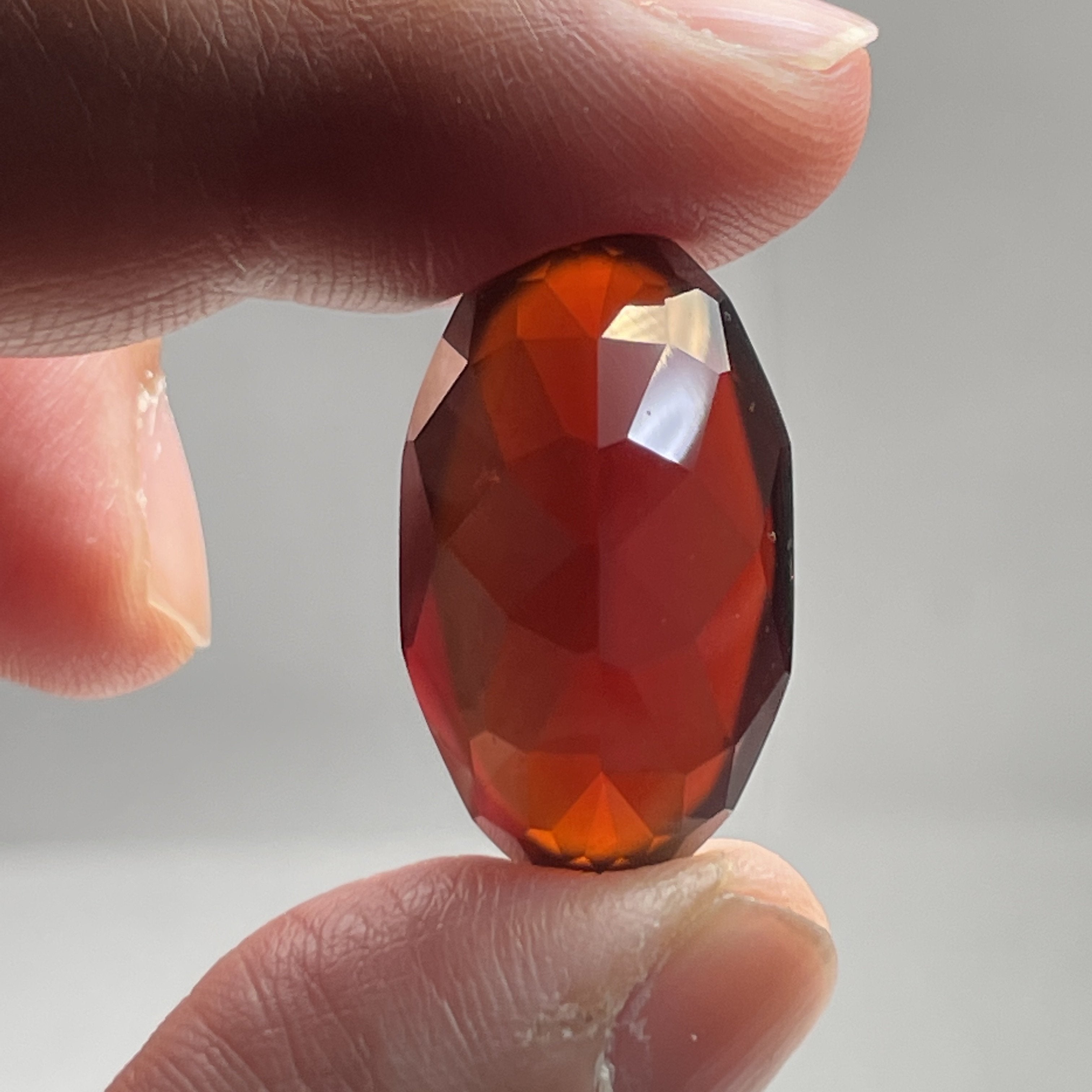36.49Ct Hessonite Garnet Tanzania Untreated Unheated. 25.2X 14.6 X 11 Mm Use Either Side.