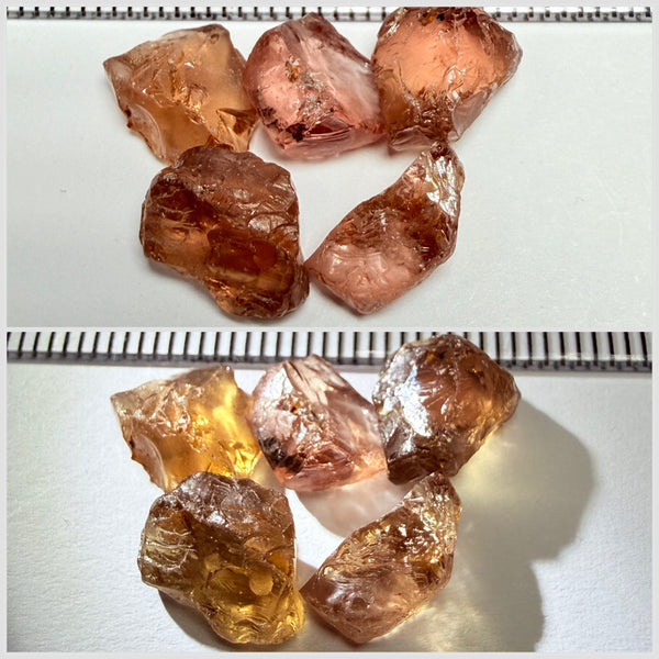 Colour Change Garnet Lot, 16.28ct, Tanzania, Untreated Unheated, 2.20ct-4.40ct, 5pcs, 3.25ct average, slightly included