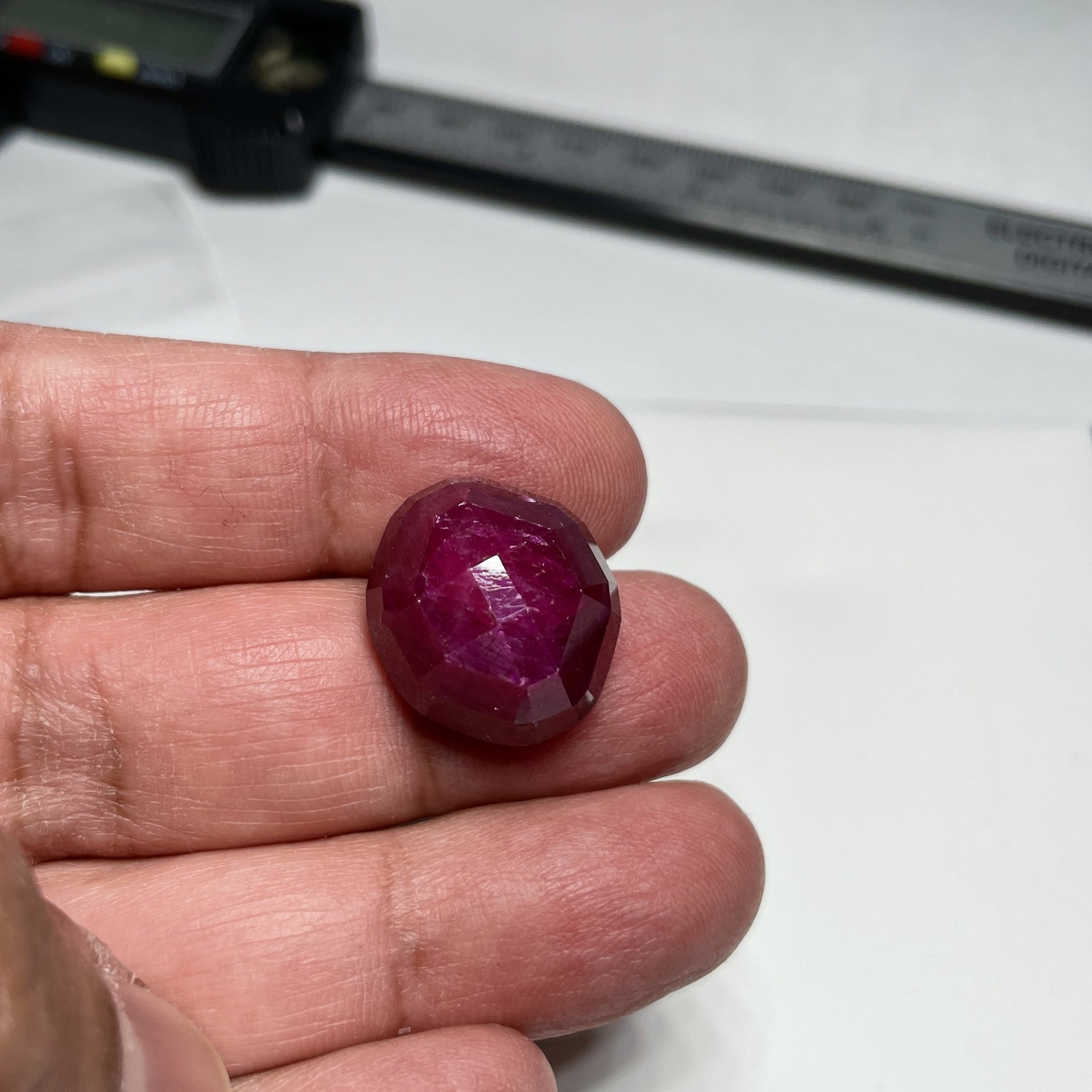 36.89Ct Faceted Ruby Cab Longido Tanzania Untreated Unheated. 19 X 17 10.5Mm