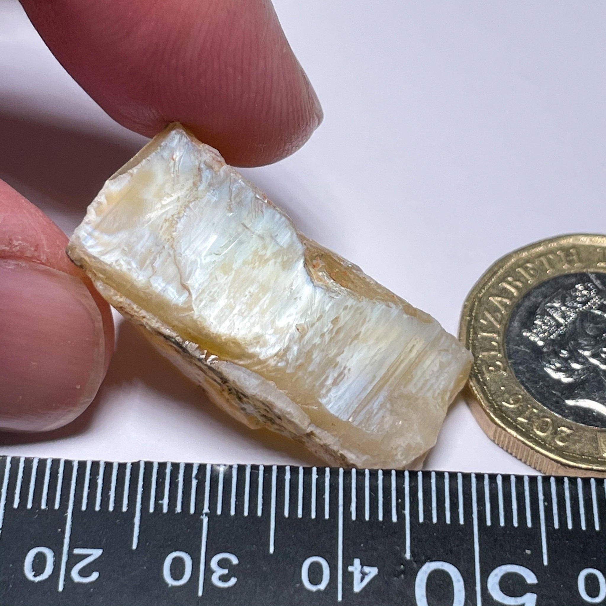 42.51Ct Opal Tanzania Untreated Unheated From A 1999 Deposit Chatoyant (White Pearly Cats-Eye