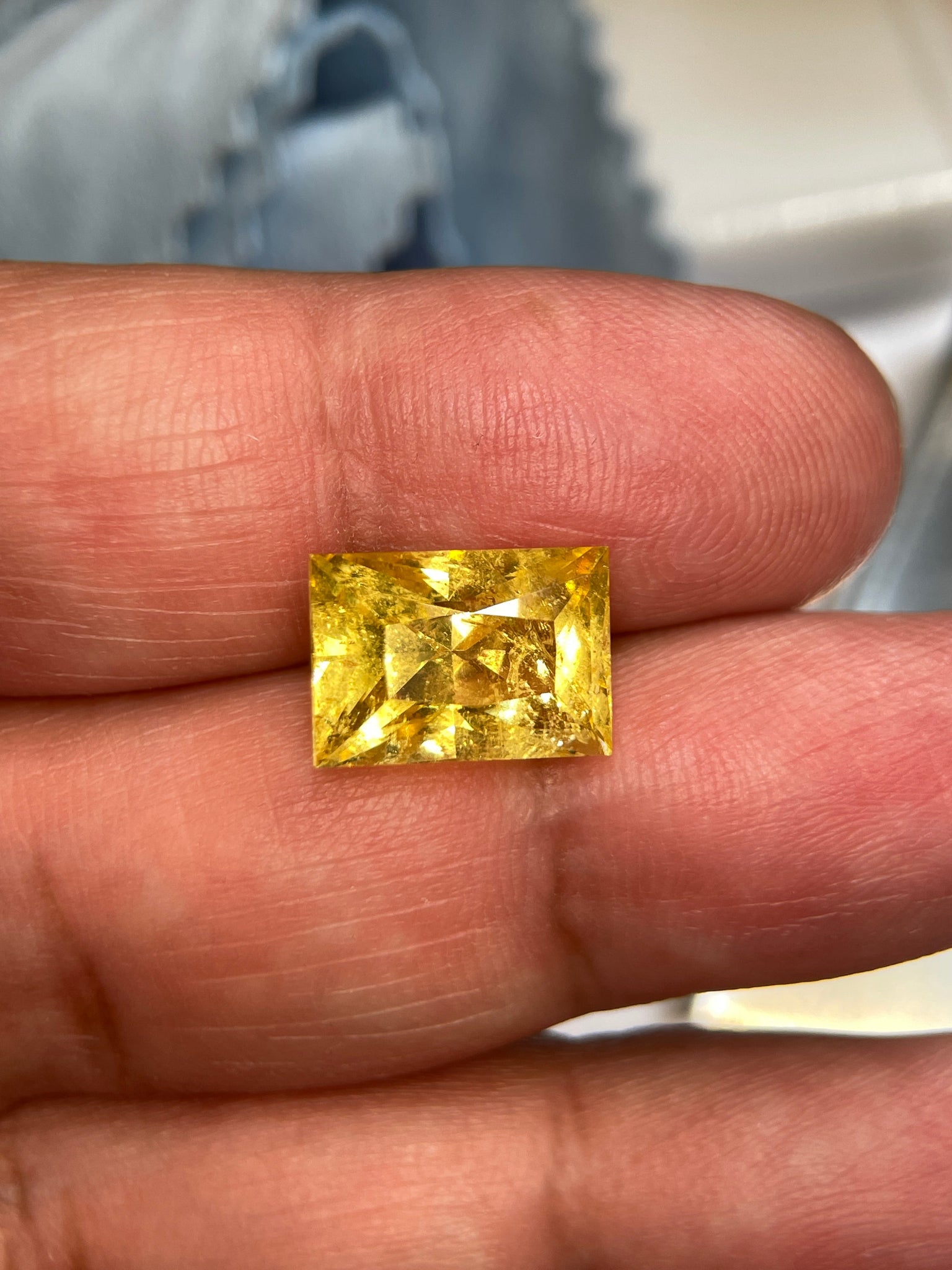8.035Ct Vivid Intense Yellow Golden Danburite Tanzania Untreated Unheated. Slightly Included. Super